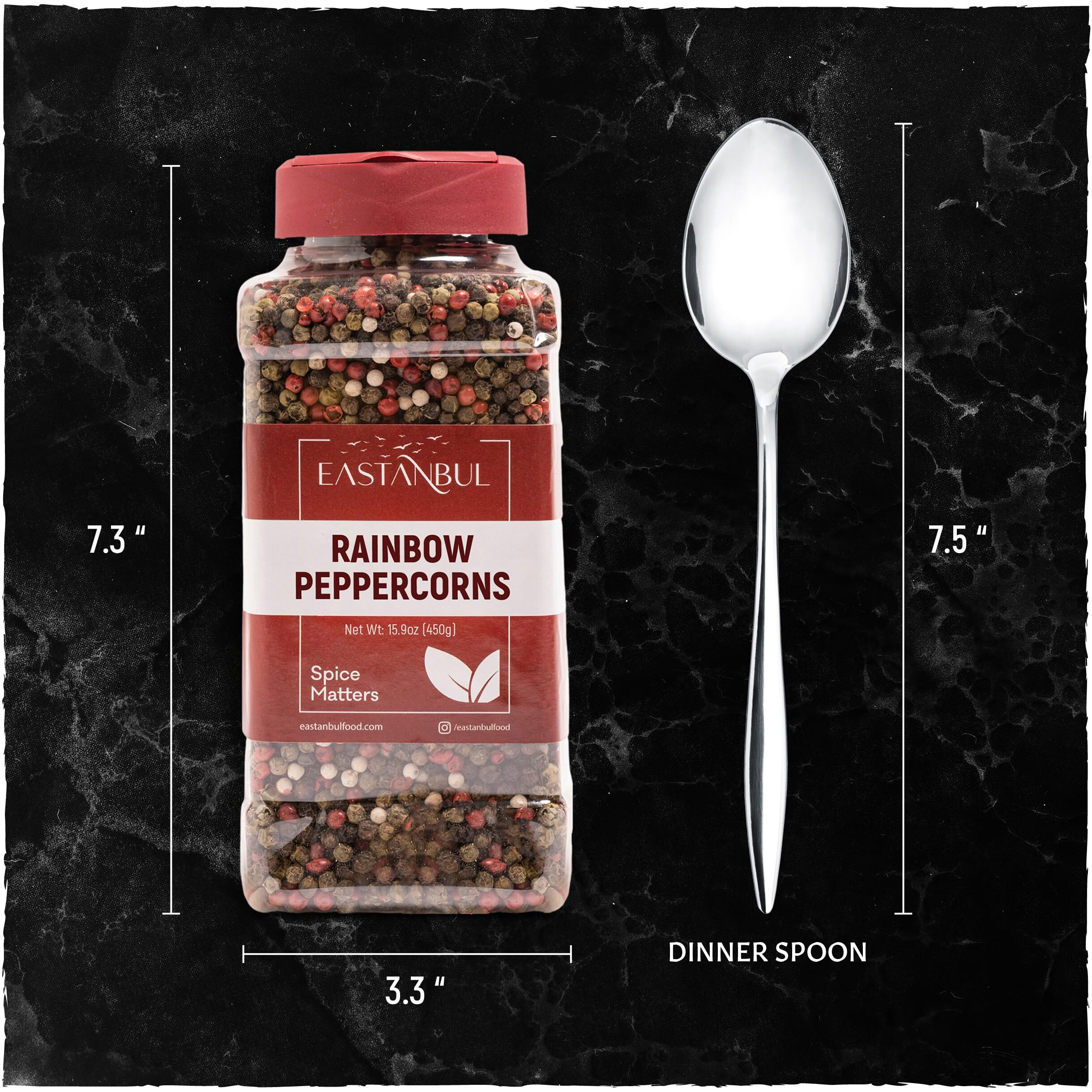 Eastanbul Rainbow Whole Peppercorns For Grinder Refill 1Lb, Peppercorns Whole Rainbow White, Green, Red, Black Pepper For Grinder Refill, Peppercorn Medley, Mixed Peppercorns, Assorted Peppercorns