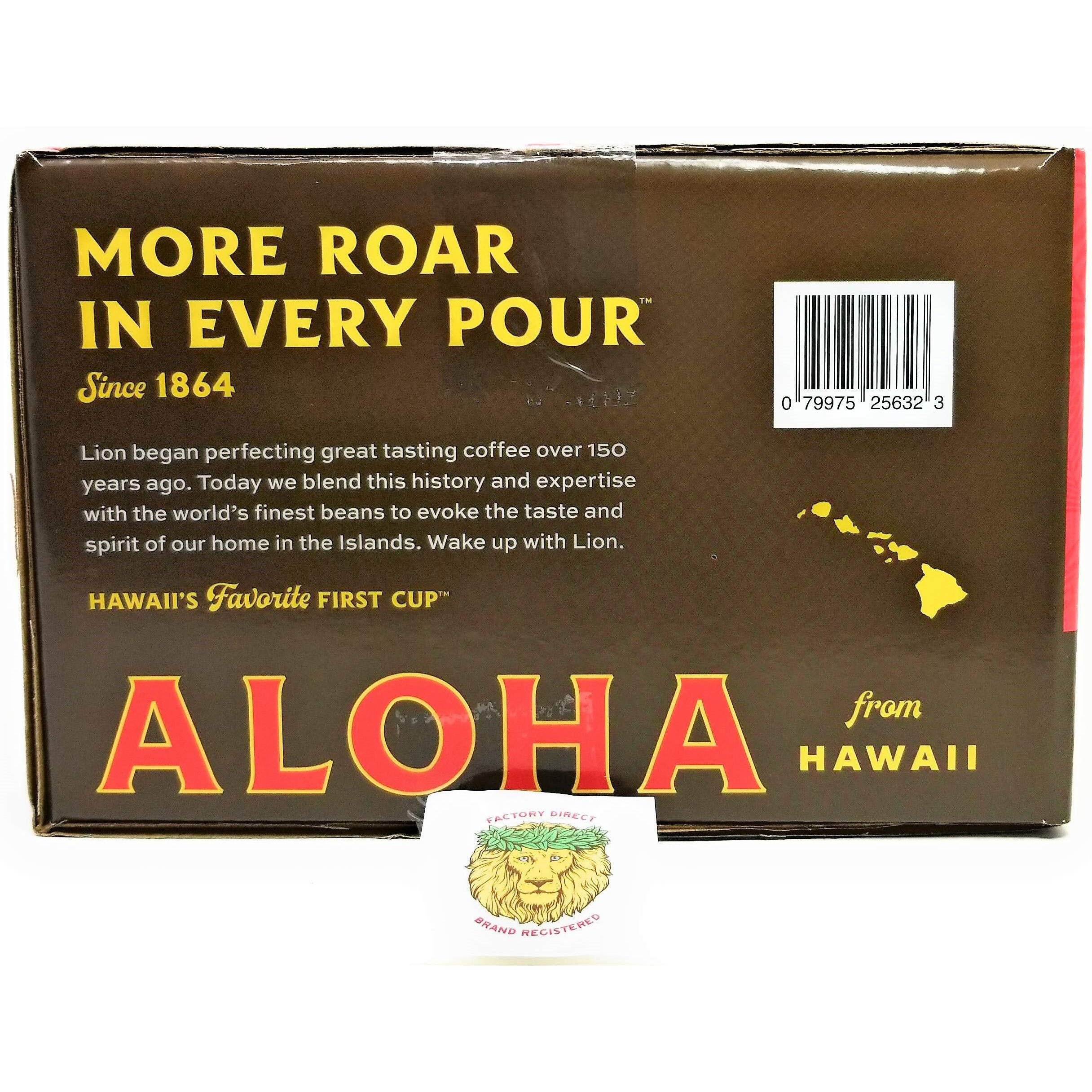 Lion Coffee Single Serve Coffee Pods Original Roast (Pack Of 54) With Exclusive Lion Coffee Factory Direct Brand Registered Sticker, An Island Favorite