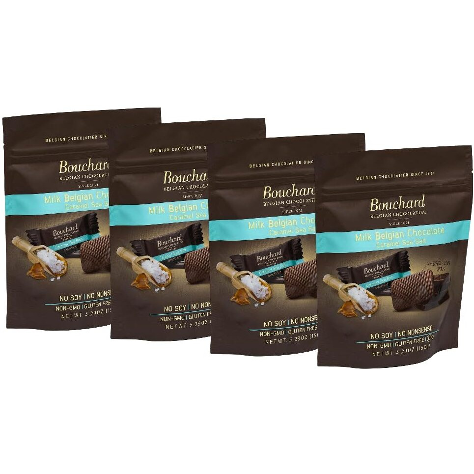 Bouchard Belgian Milk Chocolate With Caramel & Sea Salt (5.29 Oz / 150G) (Pack Of 4)
