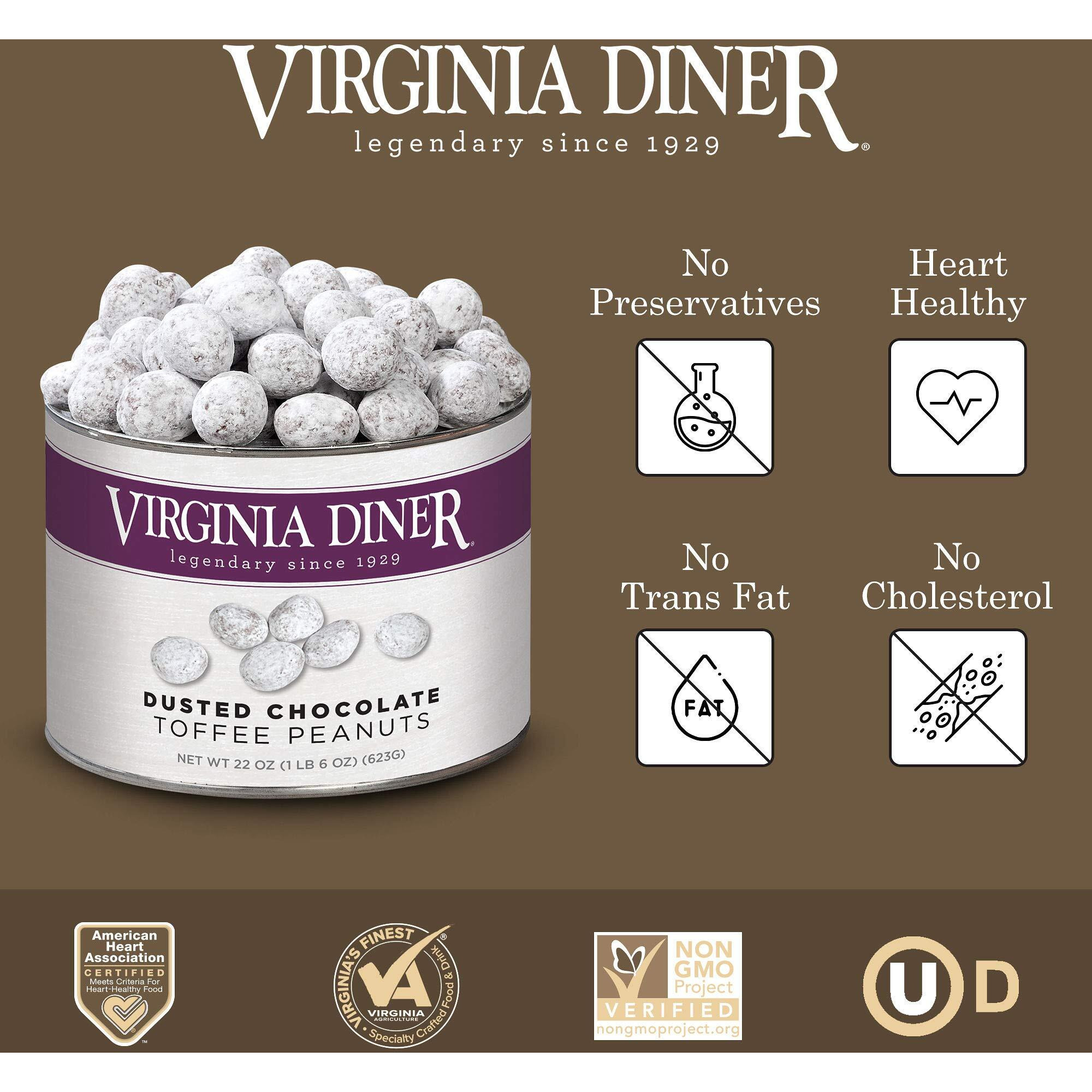 Virginia Diner - Gourmet Natural Extra Large Dusted Chocolate Toffee Virginia Peanuts, 22 Ounce Tin