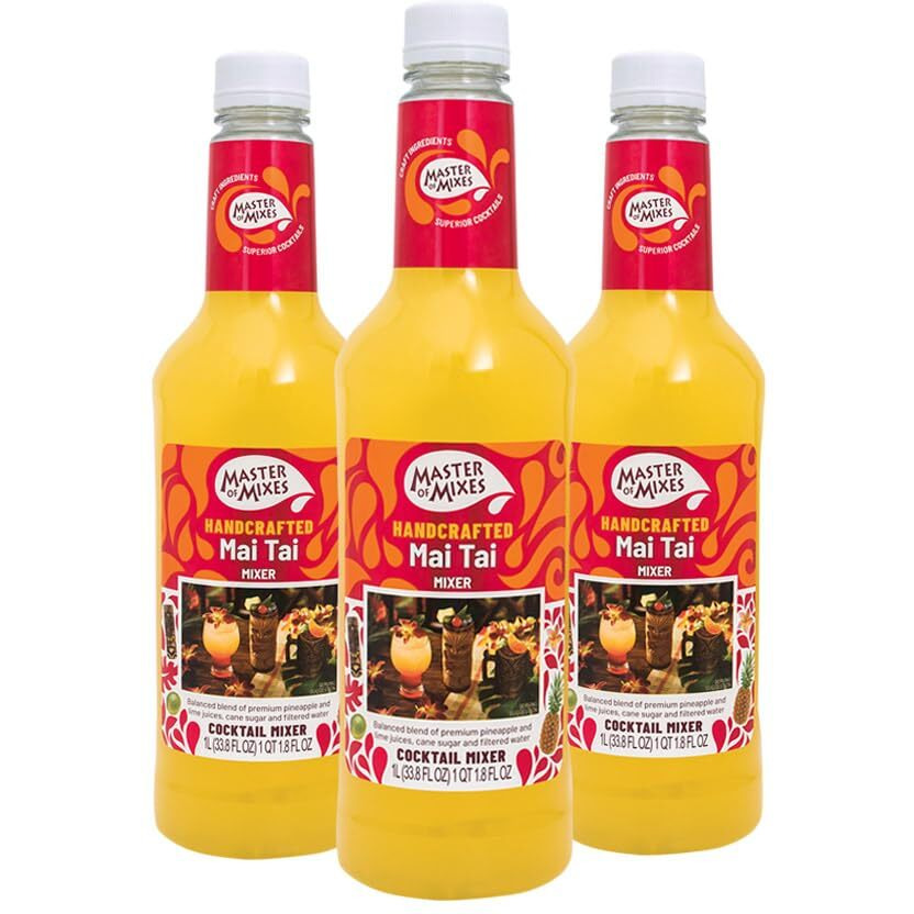 Master Of Mixes Mai Tai Drink Mix, Ready To Use, 1 Liter Bottle (33.8 Fl Oz), Pack Of 3