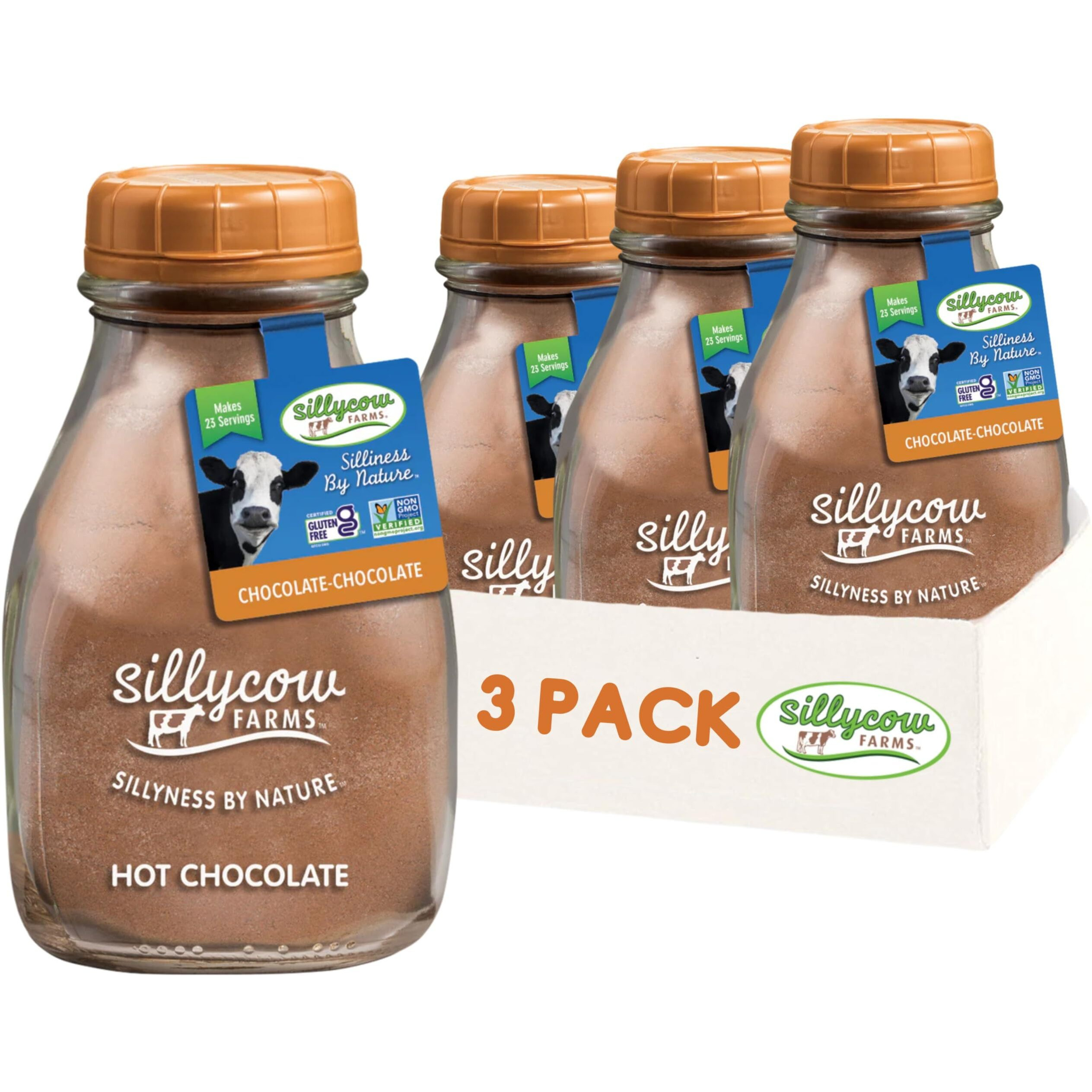 Sillycow Farms Hot Chocolate Mix Flavor | Gluten Free & Non Gmo, All Pure Ingredients For Healthier Indulgence | Dairy Free, Vegan, Nut Free Certified Quality Cocoa Powder Blend - Pack Of 3