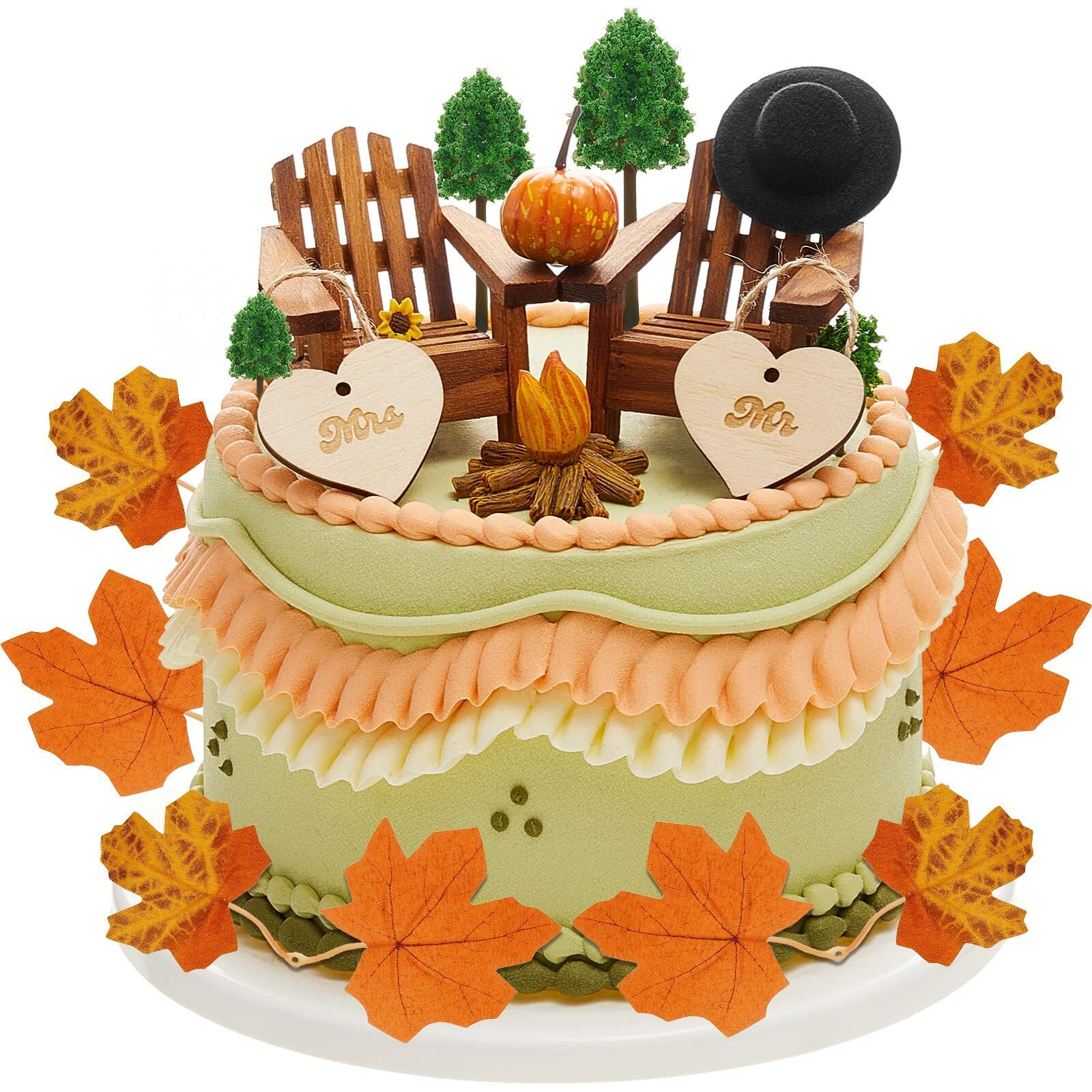 27 Pcs Adirondack Miniature Chair Cake Topper Autumn Wedding Cake Topper Mr And Mrs Cake Topper Fall Theme Decorations For Engagement Camping Wedding Anniversary Birthday Couple Party Supplies
