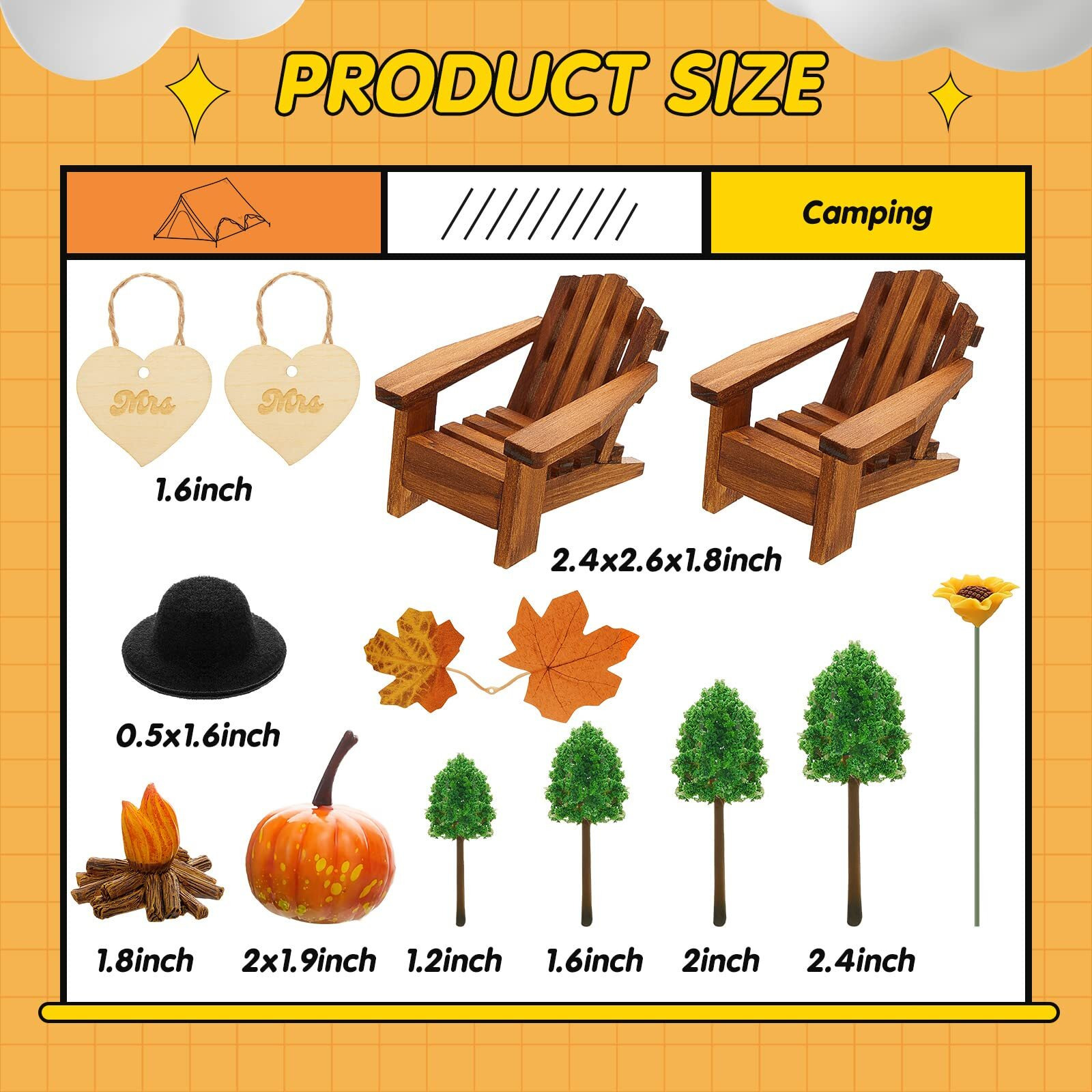 27 Pcs Adirondack Miniature Chair Cake Topper Autumn Wedding Cake Topper Mr And Mrs Cake Topper Fall Theme Decorations For Engagement Camping Wedding Anniversary Birthday Couple Party Supplies