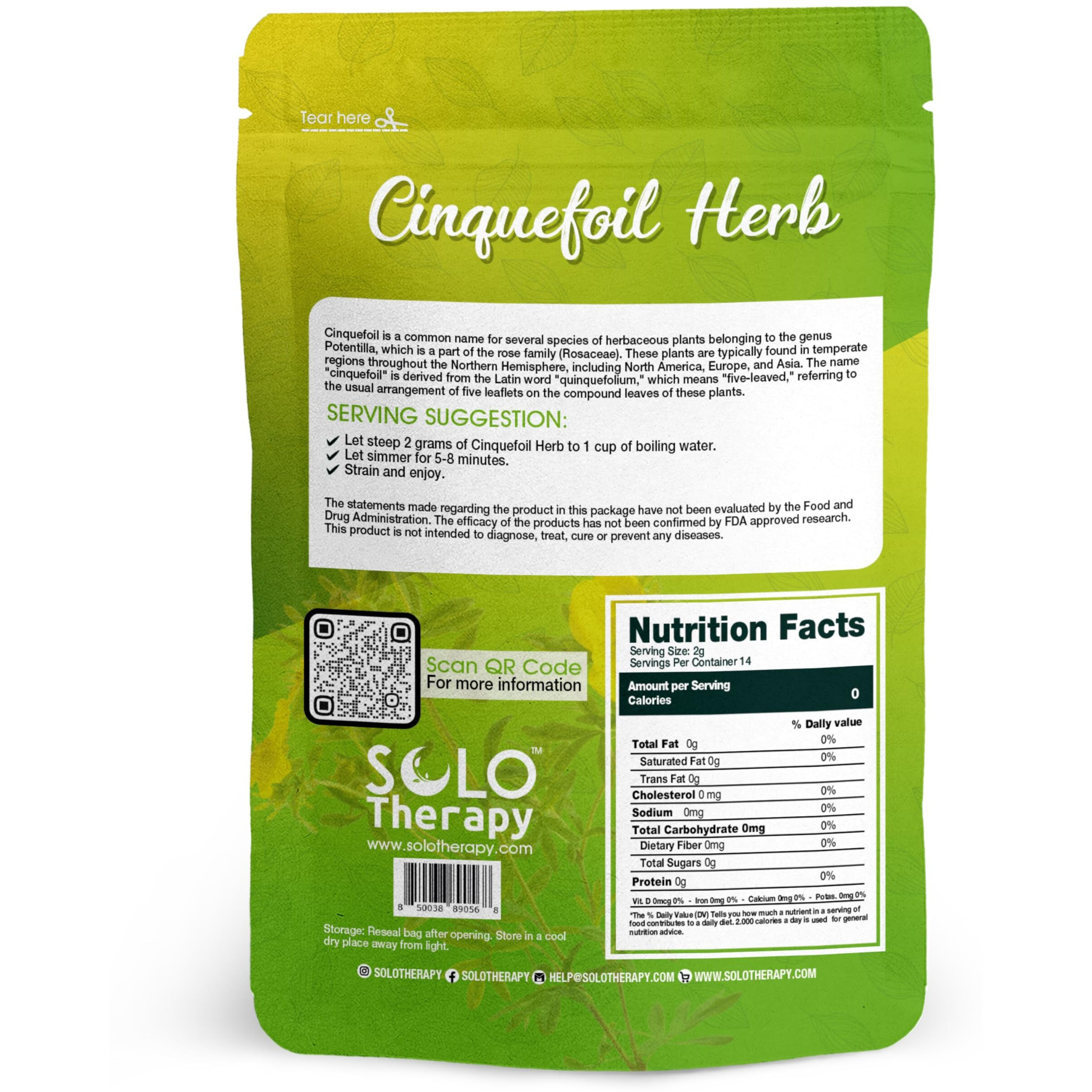 Solo Therapy Cinquefoil Herb 1 Oz, Five Finger Grass, Cinquefoil Dried Cut Herb, 5 Finger Grass Herb, Resealable Bag, Product From Poland