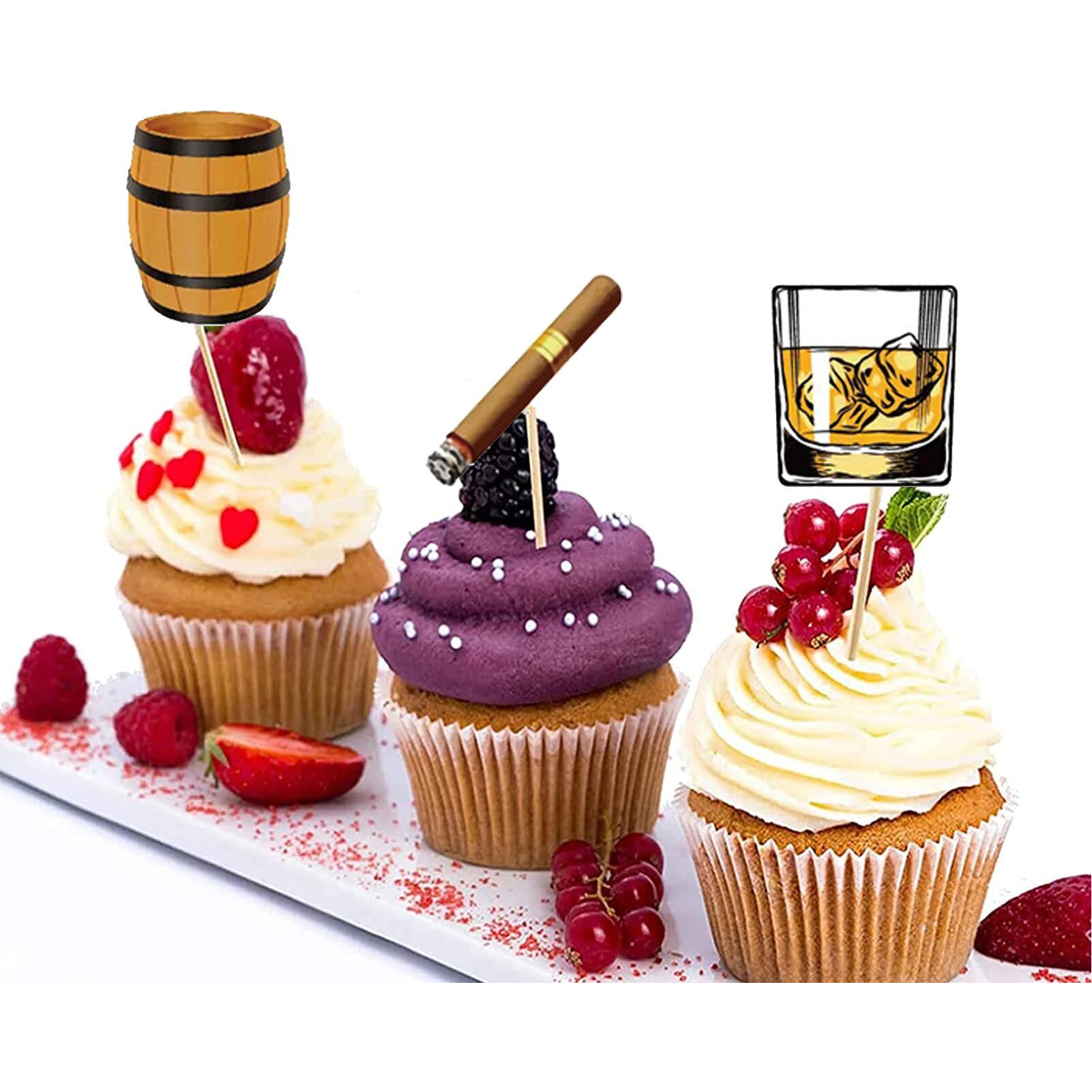 48 Pieces Whiskey Cupcake Toppers Aged To Perfection Party Supplies For Whiskey Party Man Happy Birthday Party