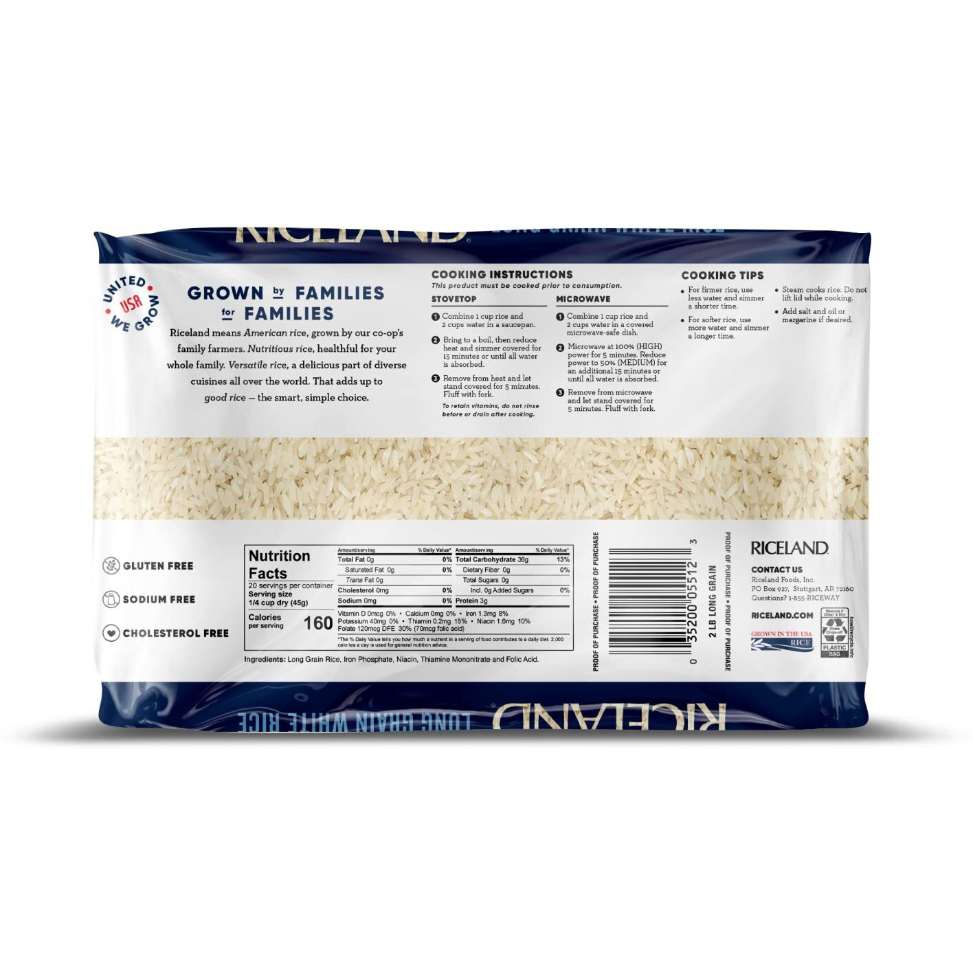 Riceland Long Grain White Rice, 2Lb, Pack Of 3