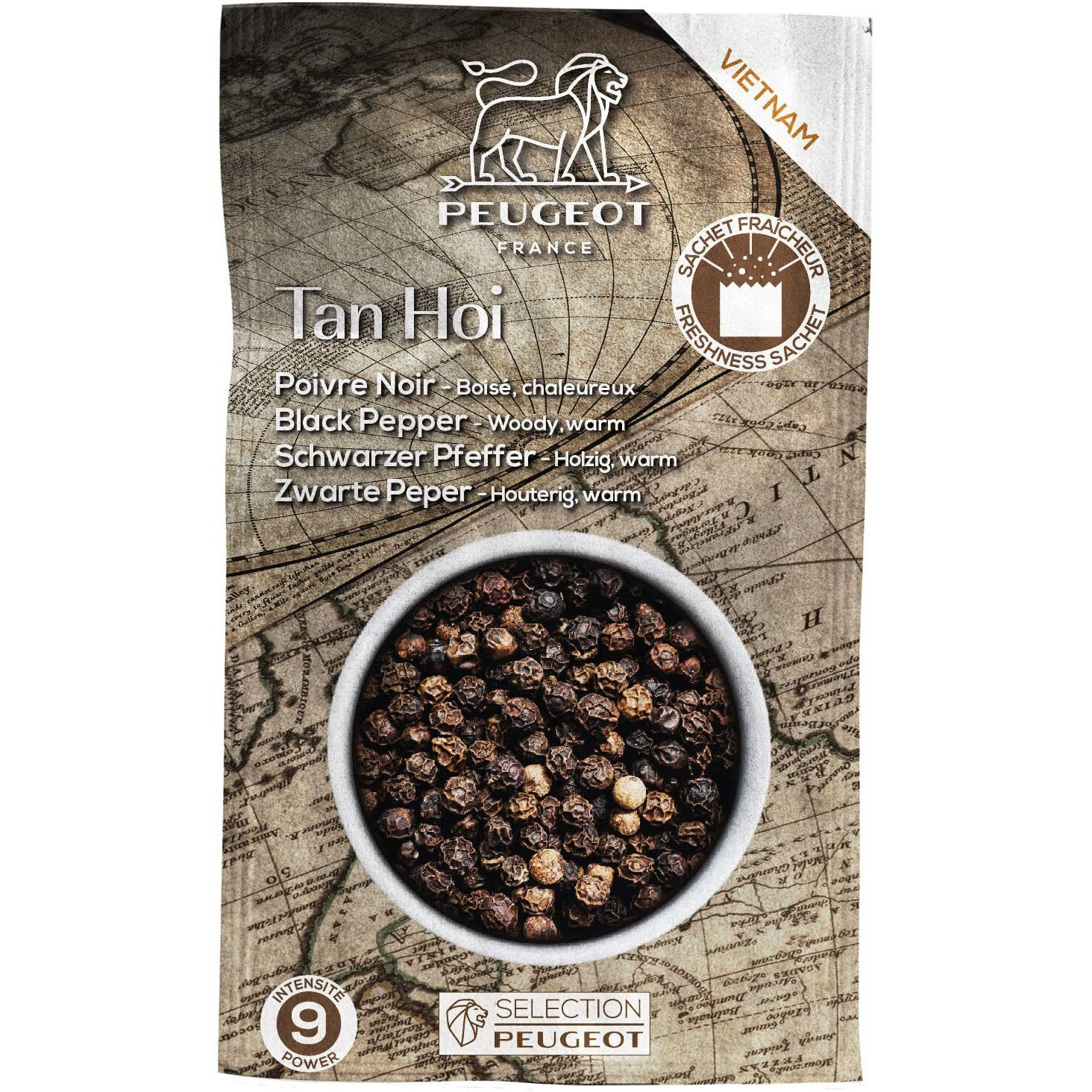 Peugeot Tan Hoi Vietnamese Black Peppercorns, 80G - 4 Fresh Sachets Of 20G
