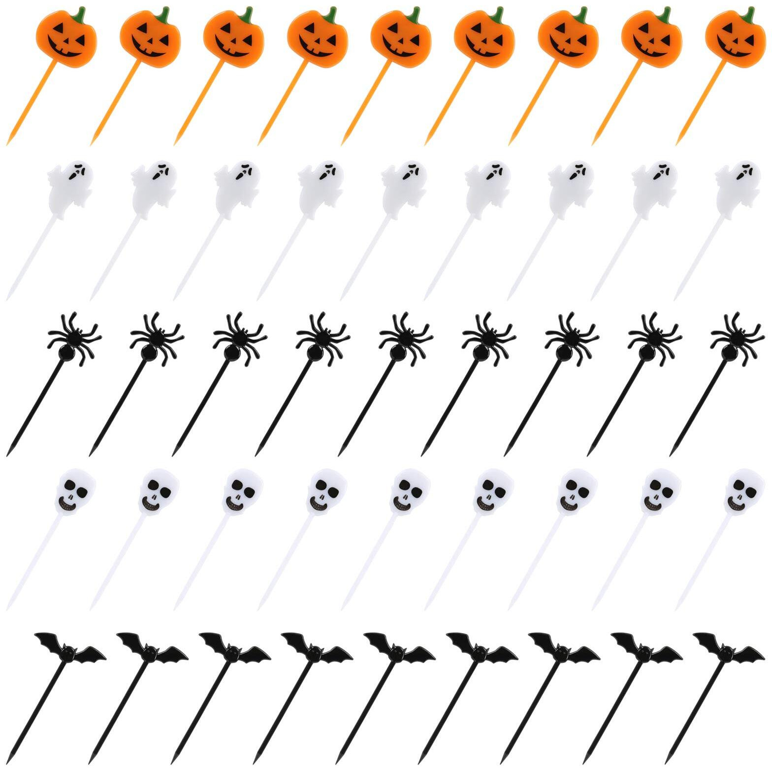 100 Pcs Halloween Picks Plastic Halloween Party Cupcake Toppers Halloween Appetizer Picks