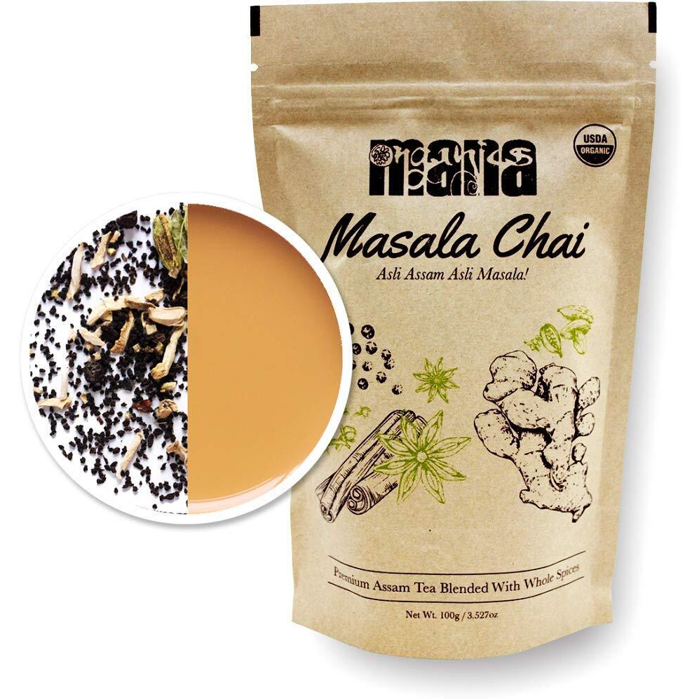 Organic Masala Chai Tea By Mana Organics - Made With Whole Spices Cinnamon, Cardamom, Cloves, Pepper, Staranise & Ginger Blended With Black Tea