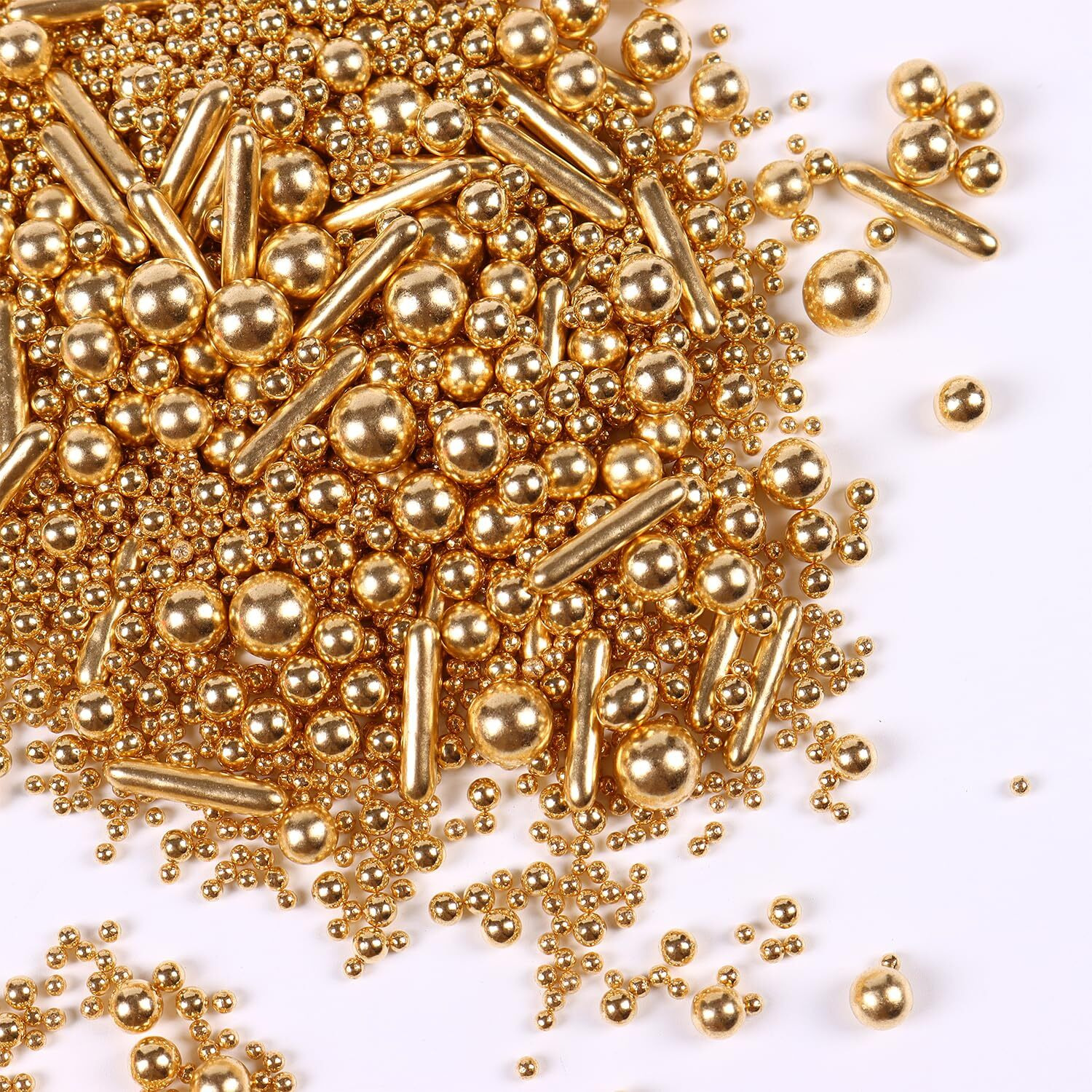 Gold Pearl Sprinkles For Cake Decorating, Gold Pearl Metallic Rod Mix, 4.23 Oz Gold Sprinkles For Cupcakes, Ice Cream, Cookies, Baby Showers, Celebrations, Weddings, Valentines, And Easter. (120G)