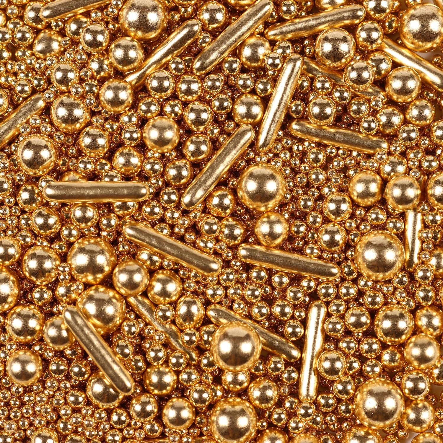 Gold Pearl Sprinkles For Cake Decorating, Gold Pearl Metallic Rod Mix, 4.23 Oz Gold Sprinkles For Cupcakes, Ice Cream, Cookies, Baby Showers, Celebrations, Weddings, Valentines, And Easter. (120G)