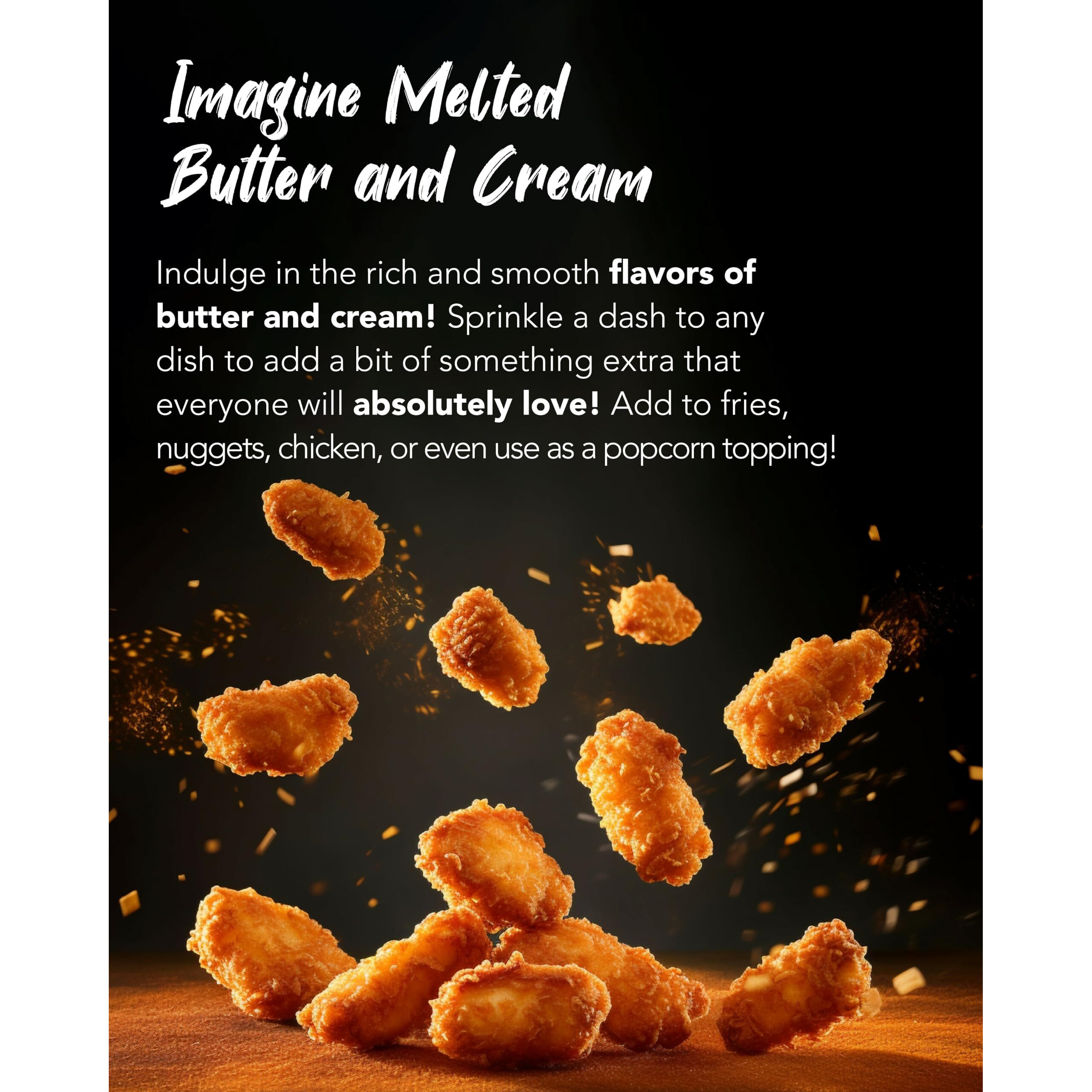 Funtable Cream Butter Seasoning (4.2Oz) - Sweet & Creamy Butter Flavor Powder, Easy To Use Perfect Seasoning For Chicken, Nuggets, Popcorn, Nachos & More.