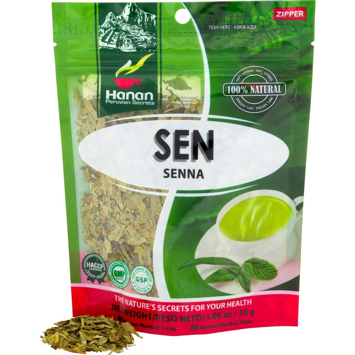Senna Loose Leaf Herbal Tea 1.1Oz - 30G Dried Herb Wooly Sen Plant Leaves From Peru