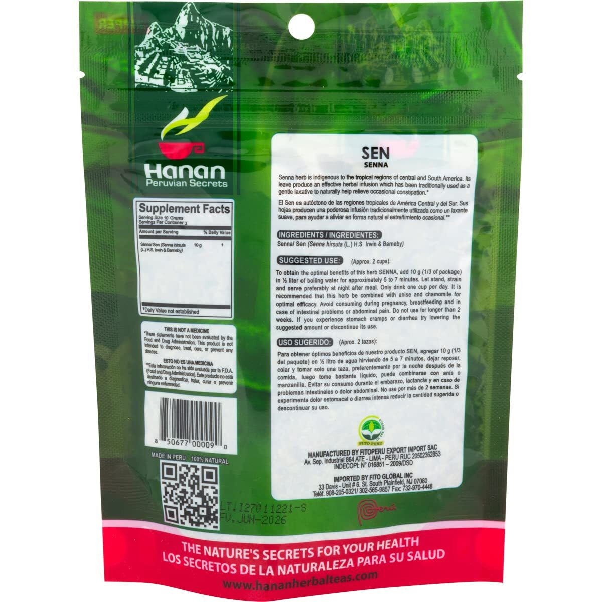 Senna Loose Leaf Herbal Tea 1.1Oz - 30G Dried Herb Wooly Sen Plant Leaves From Peru