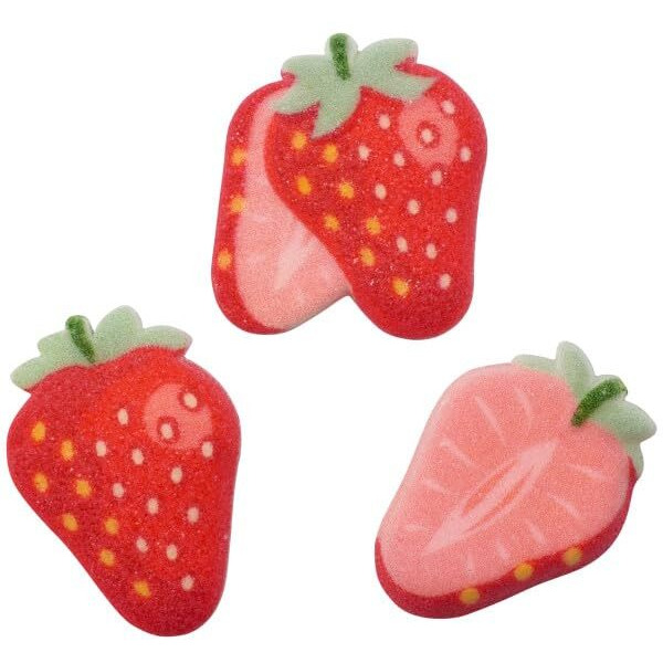 Strawberry Shape Edible Sugar Decoration Toppers, 12 Count - Great For Cupcakes, Cookies, Cakes, Cakes Pops