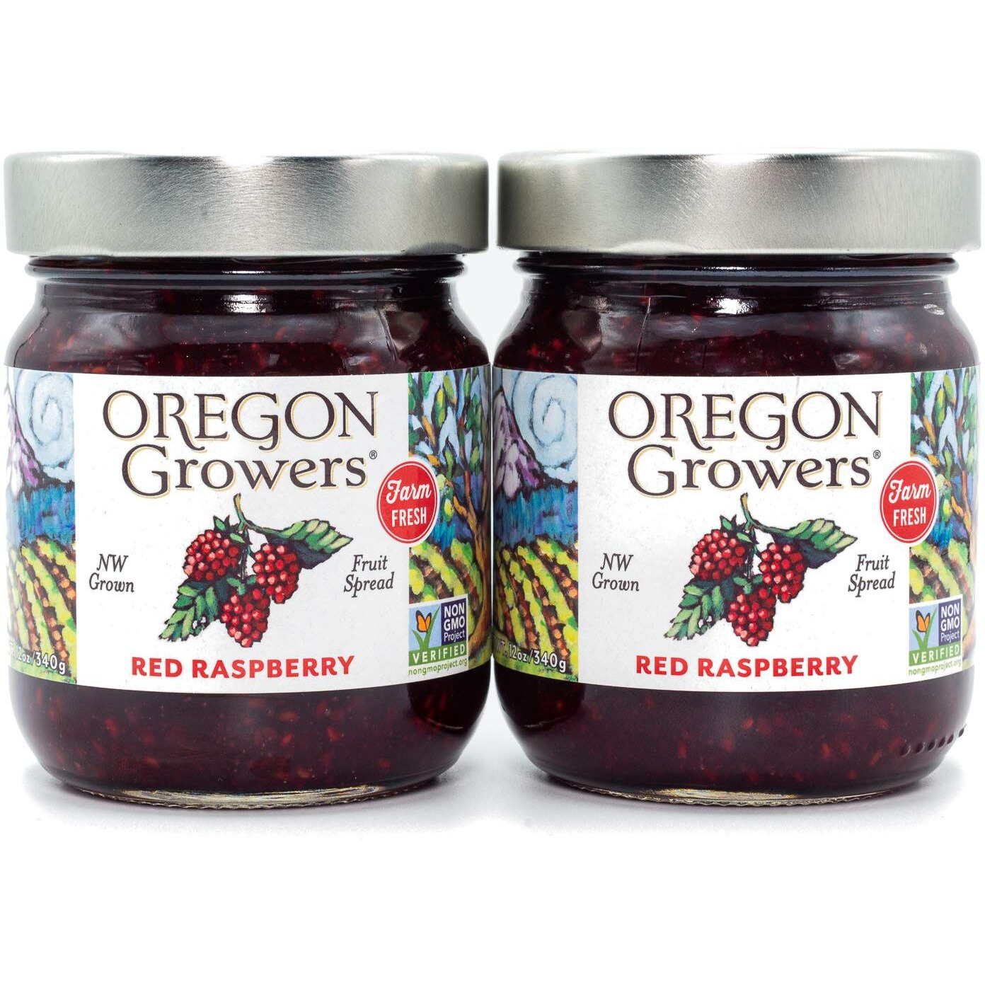 Oregon Growers Red Raspberry Fruit Spread - Organic Raspberry Jam, Organic Raspberries, Raspberry, Red Raspberry Jam Made In Oregon, All Natural Ingredients, Non-Gmo - 12 Oz (Pack Of 2)