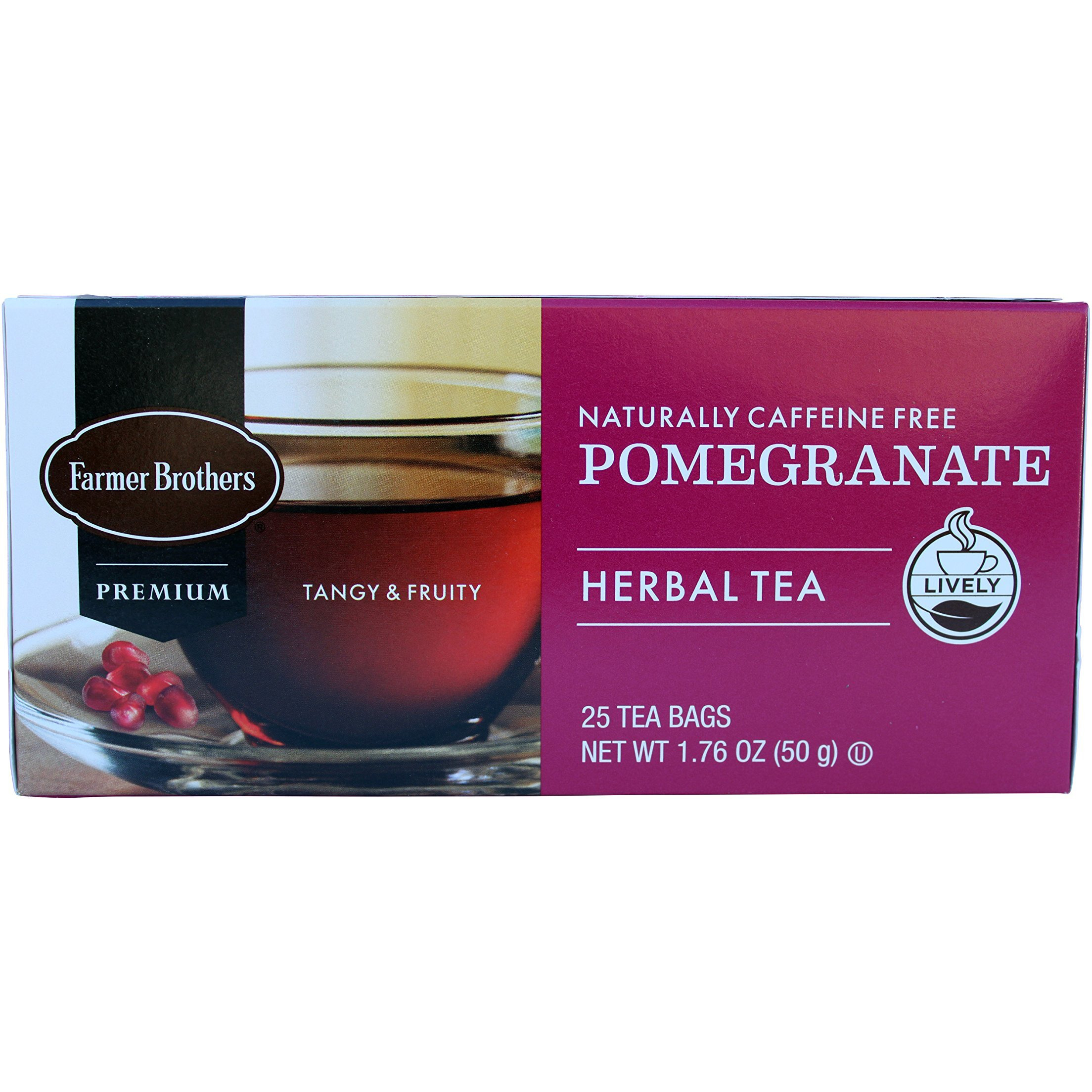 Farmer Brothers Premium Pomegranate Herbal Tea, Pack Of 25 Tea Bags