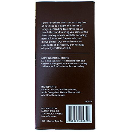 Farmer Brothers Premium Pomegranate Herbal Tea, Pack Of 25 Tea Bags