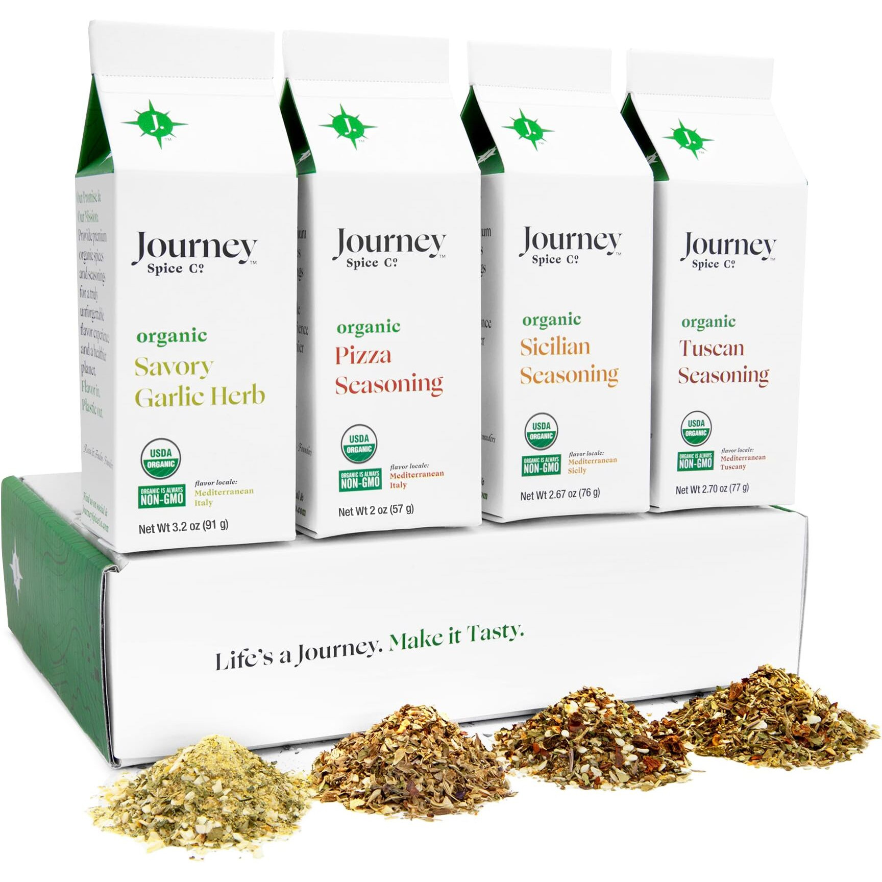 Gourmet Organic Italian Spice And Seasoning Gift Set By Journey Spice Co. | Salt-Free | Pizza Seasoning | Tuscan, Sicilian, Savory Garlic Herb