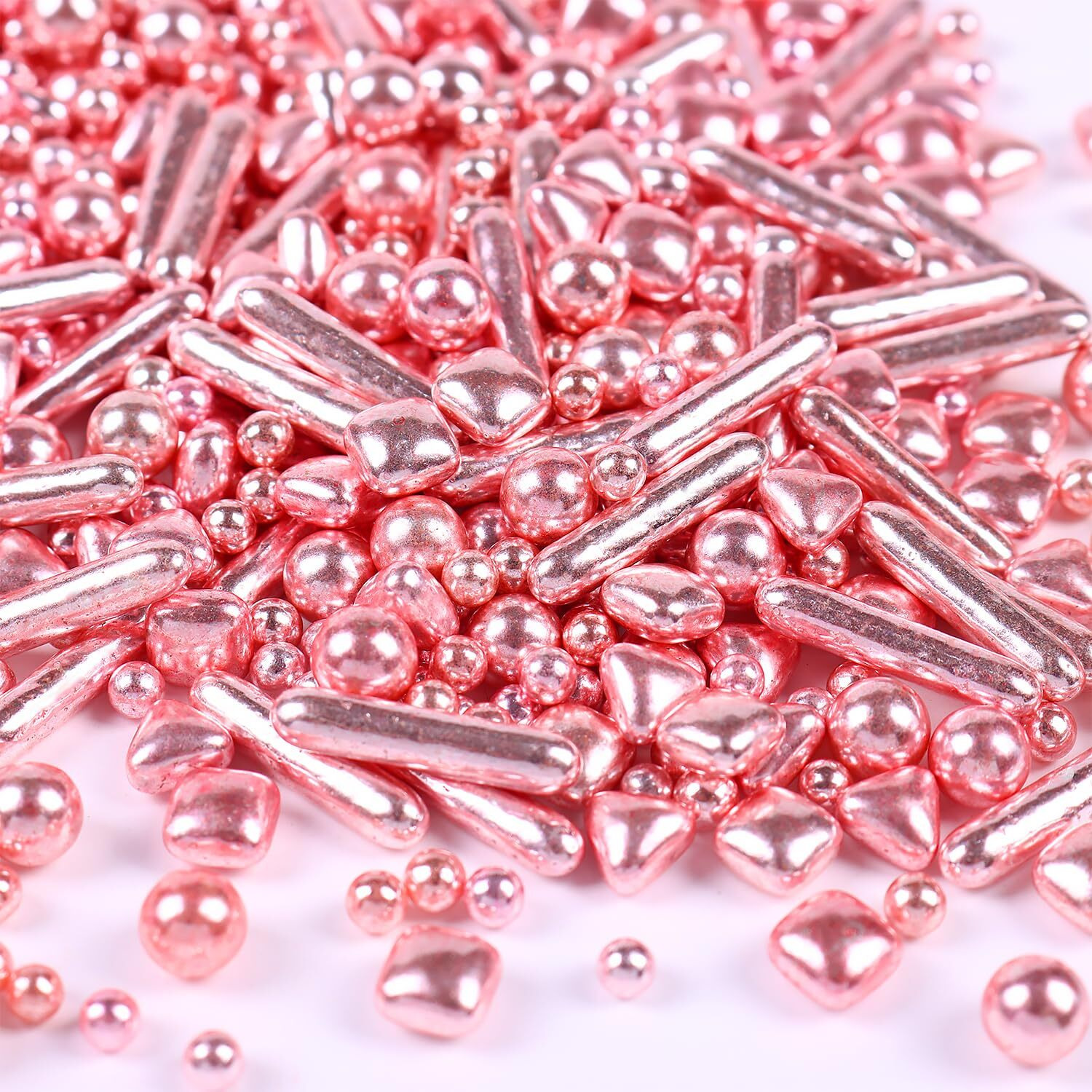 Rose Gold Sprinkles For Cupcakes, Rose Gold Pearl Sprinkles, Candy Pearls For Cake Decoration, Cupcakes, Ice Cream Topping, Macaron, And Cookies.120G(4.23Oz)