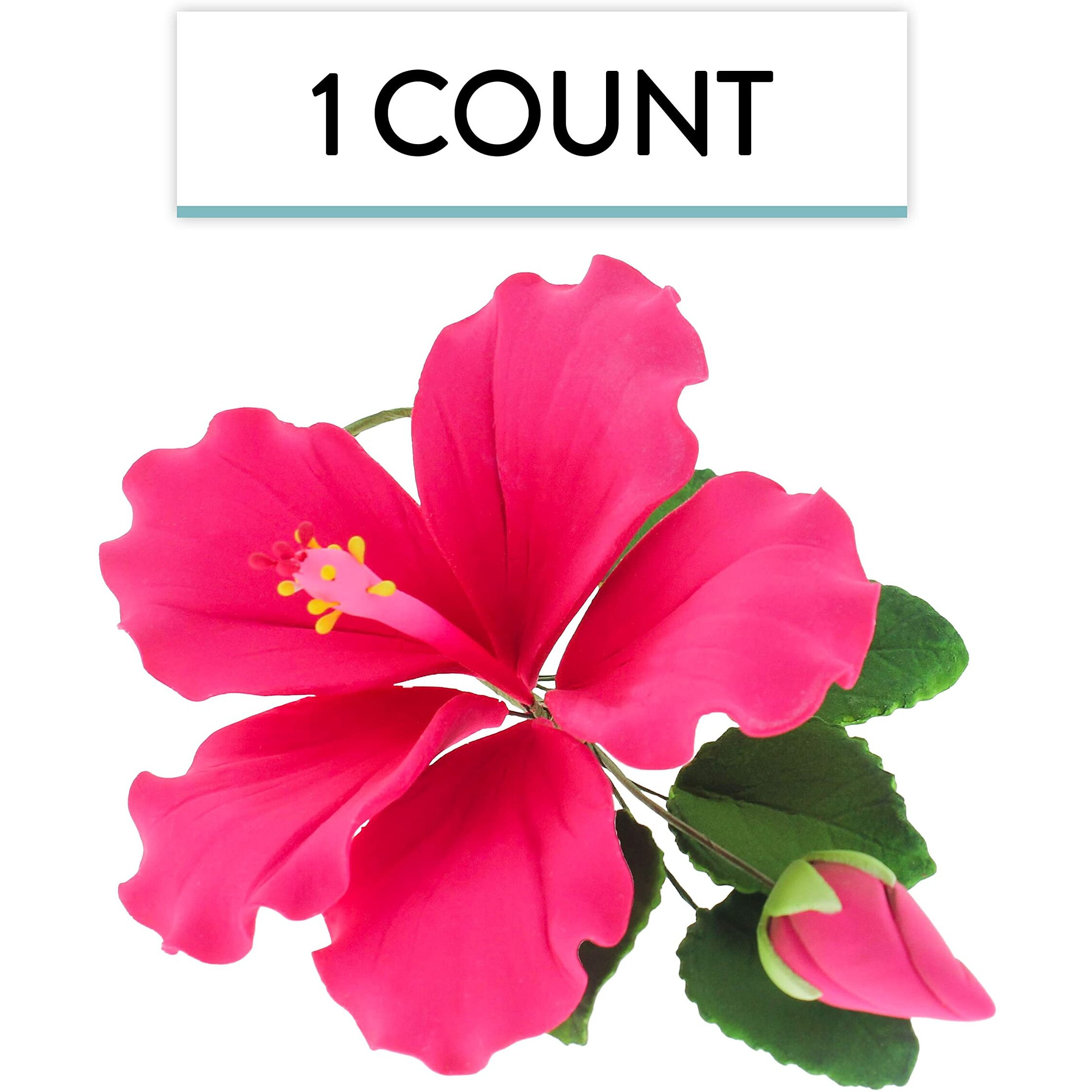 Global Sugar Art Hibiscus Sugar Cake Flowers Spray, Hot Pink Hawaiian Cake Flower Large, 1 Count By Chef Alan Tetreault