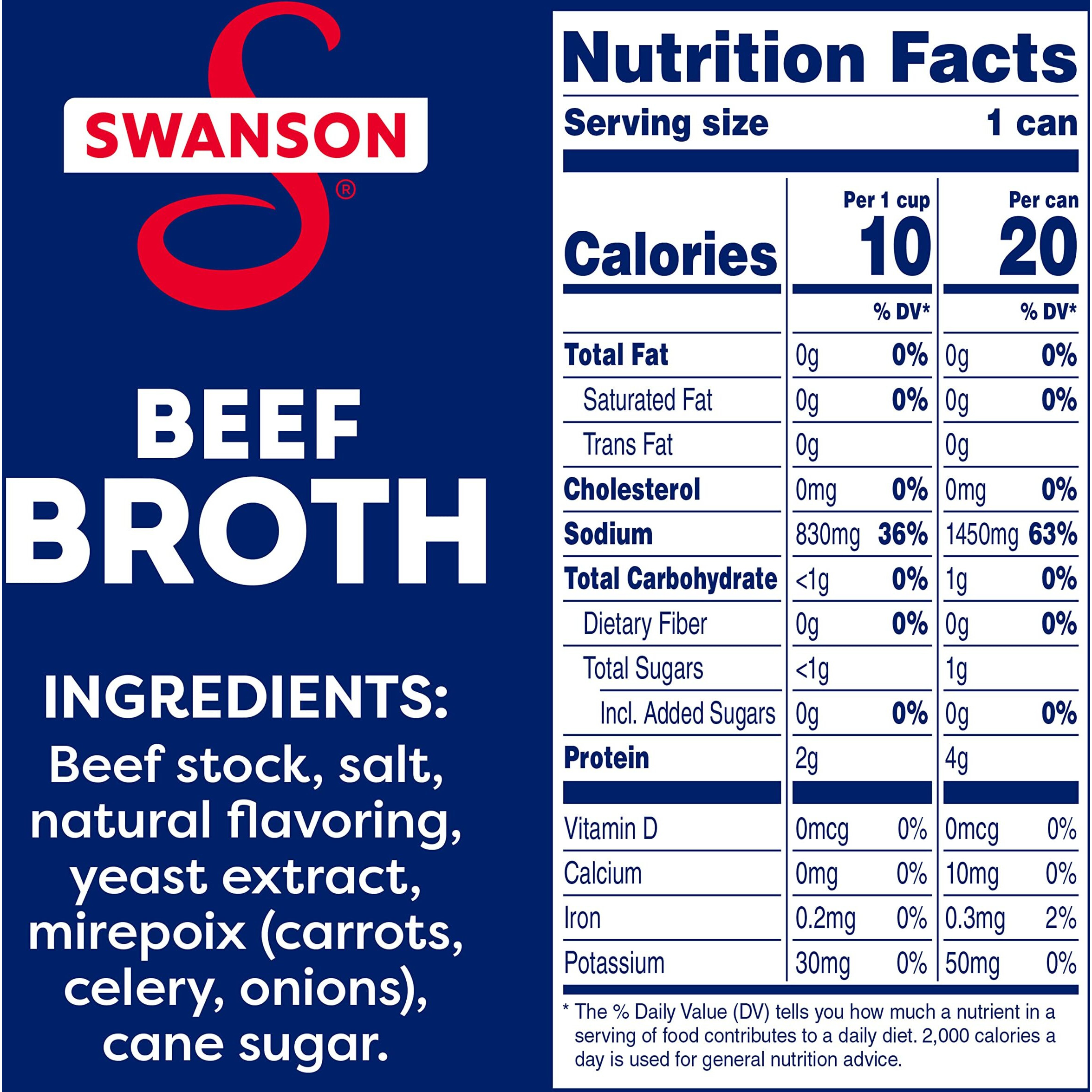 Swanson 100% Natural, Gluten-Free Beef Broth, 14.5 Oz Can (Pack Of 24)