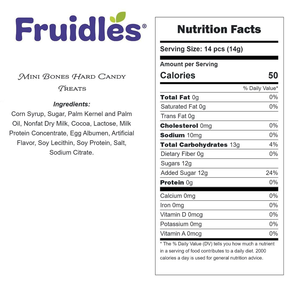 Halloween Mini Skulls & Bones Shaped Hard Candy Treats, Assorted Fruit Mix, Kosher Certified Parve, Family Size Party Bag (5 Pounds, Bones Candy)