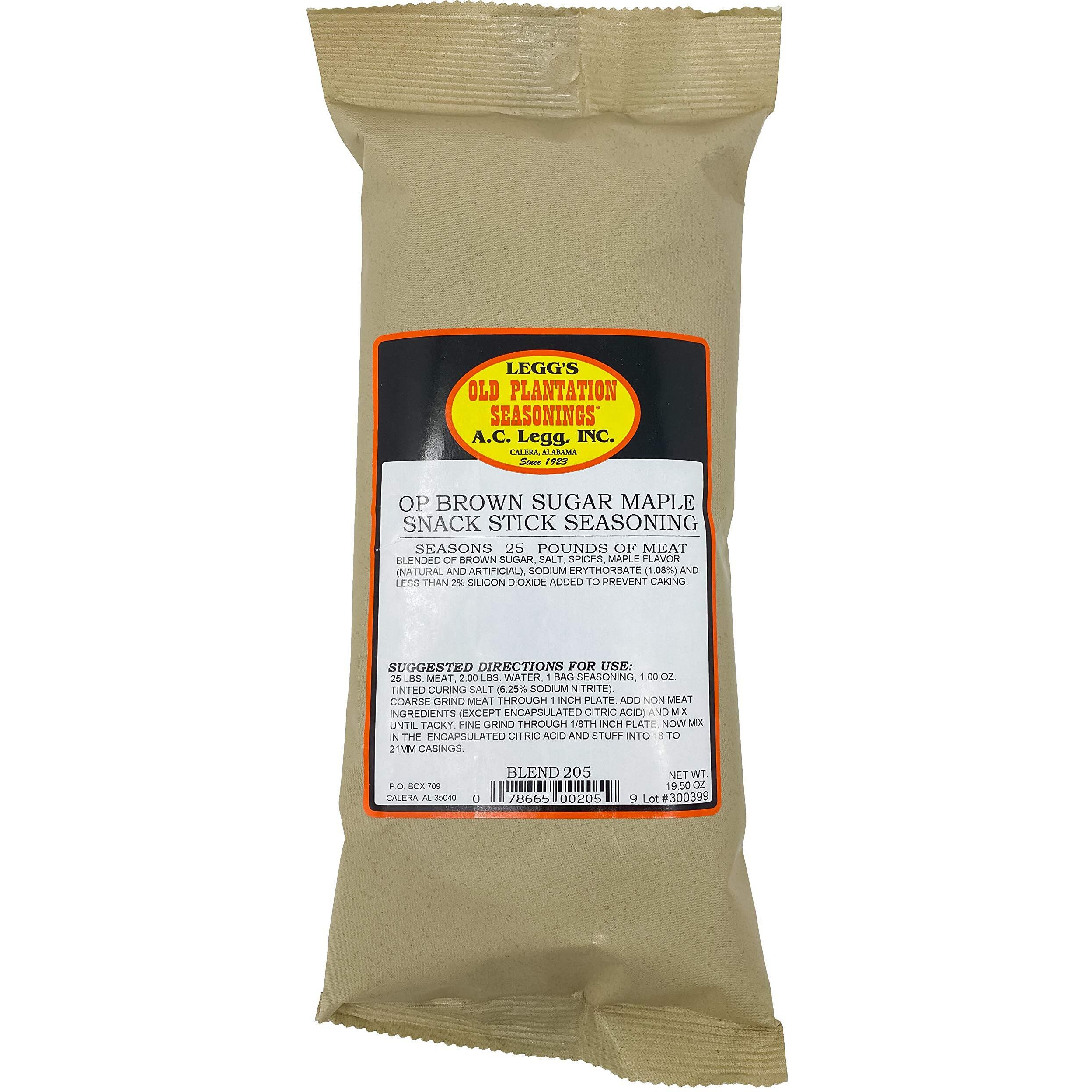 A.C. Legg Custom Blended Seasonings - Brown Sugar Maple Snack Stick Seasoning For Up To 10 Pounds Of Meat - 7.8 Ounce Includes Cure Pack