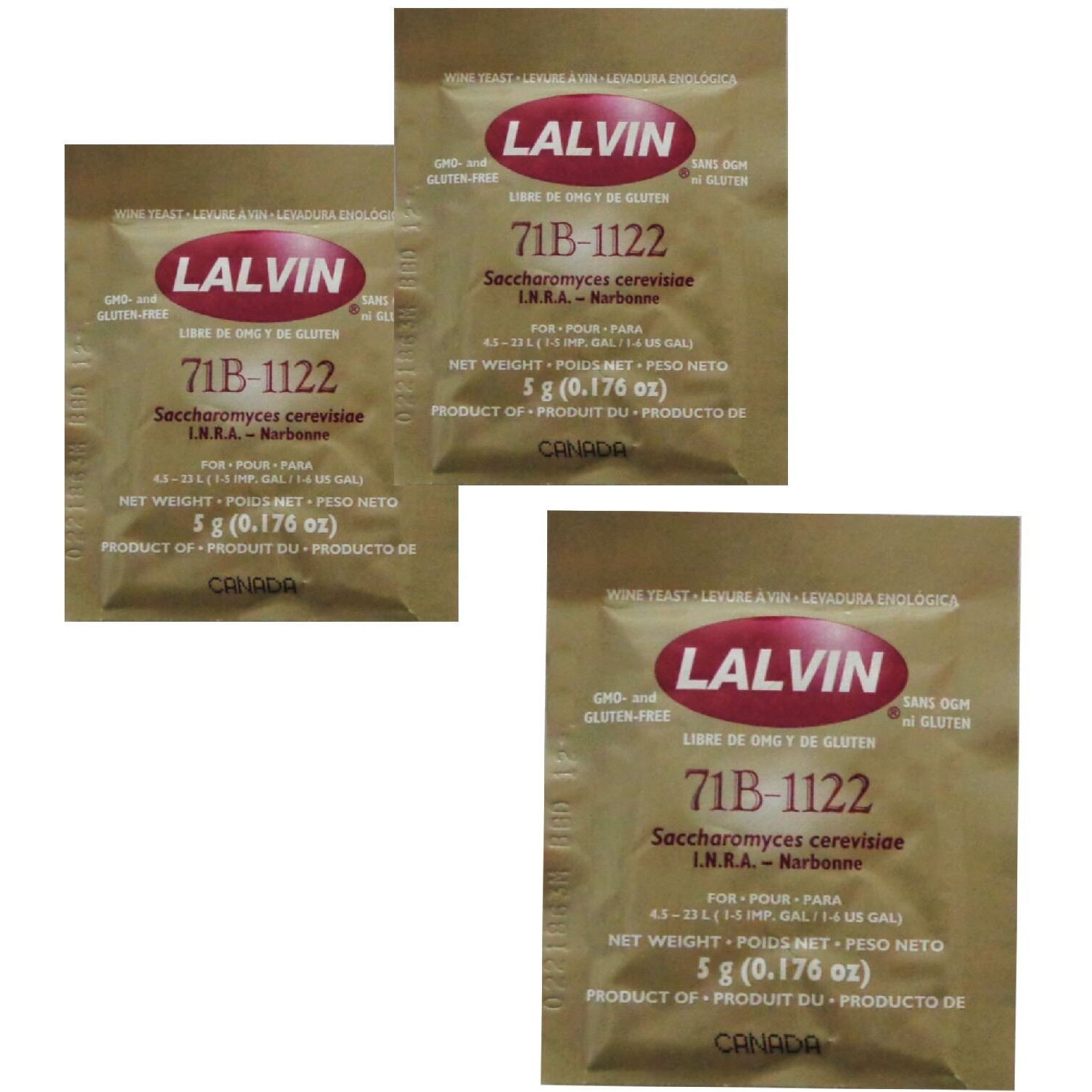3X Lalvin 71B-1122 Nouveau Style Wine Yeast 5G Homebrew Wine Making 4.5L-23L
