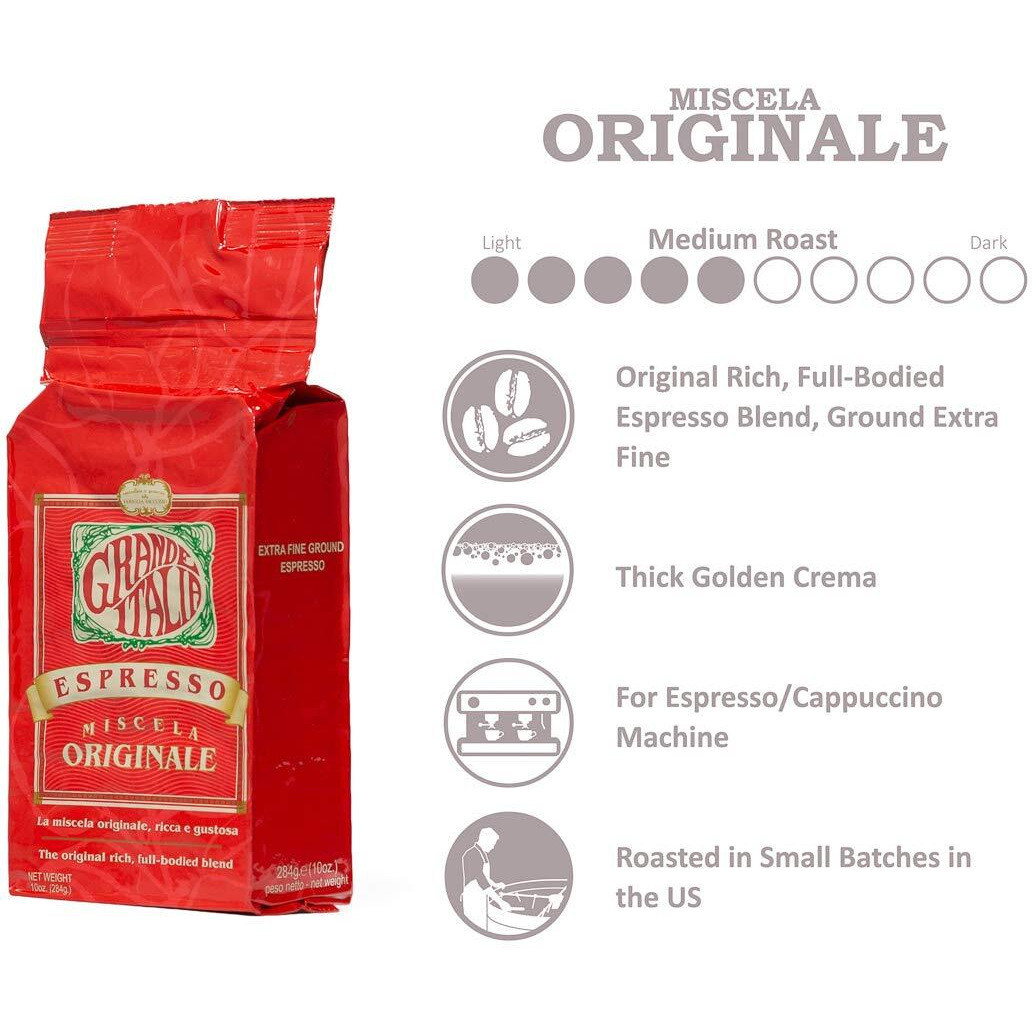 Grande Italia Espresso Ground (Ex Fine Ground, 10 Oz)