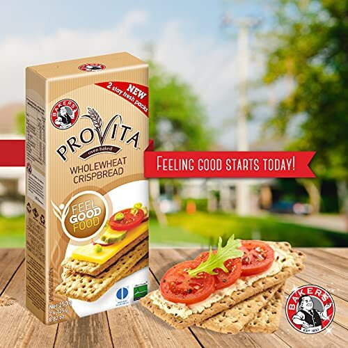 Bakers Provita Original Wholewheat Crispbread 250G (18 Oz)| High Fibre | Keto Friendly (Pack Of 2)