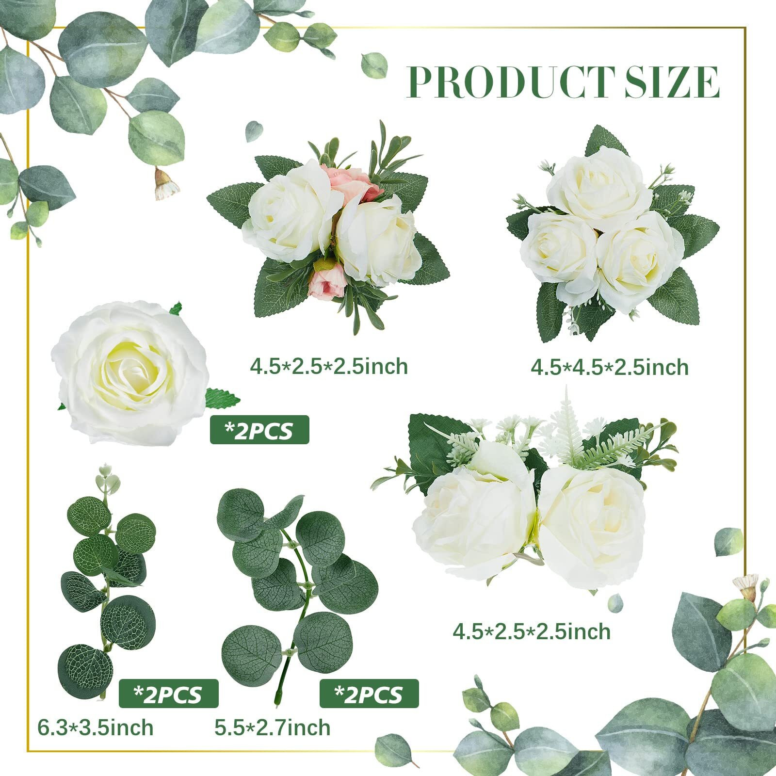 Taiyin 9 Pcs Flower Cake Topper Boho Cake Decorations Wedding Cake Decorations Flowers For Cake Decorating Set (White)