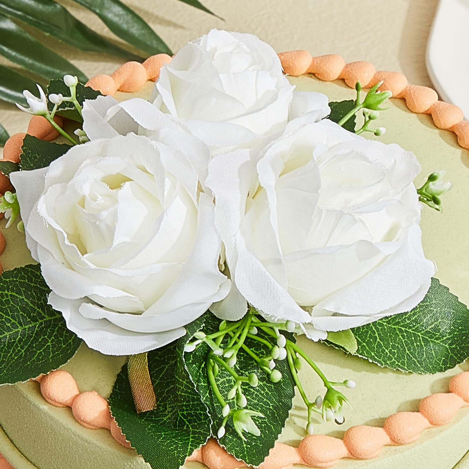 Taiyin 9 Pcs Flower Cake Topper Boho Cake Decorations Wedding Cake Decorations Flowers For Cake Decorating Set (White)