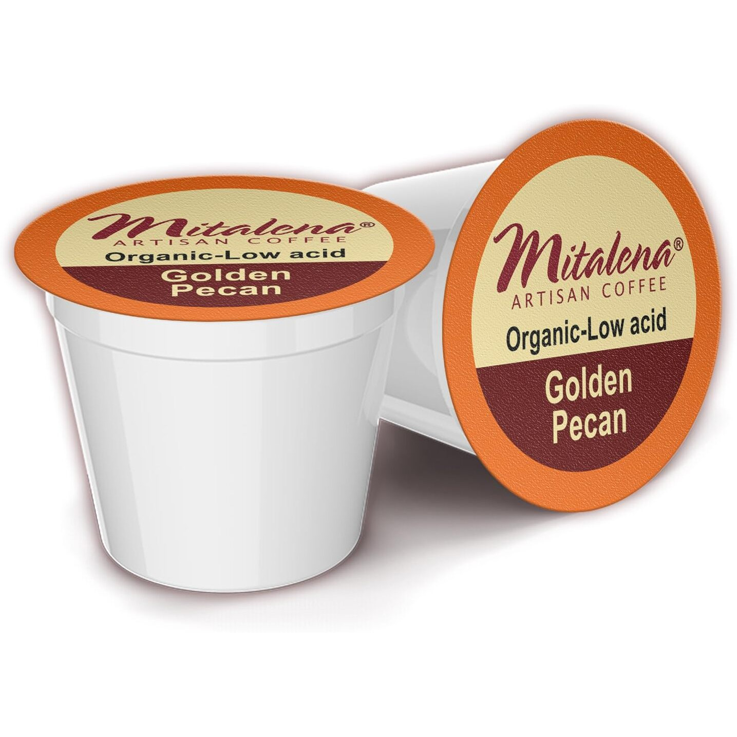 Mitalena Artisan Coffee Golden Pecan Low Acid Coffee Pods - Medium Roast K Cups With Organic Coffee - Vanilla And Pecan Flavored Coffee - Compatible With Keurig Coffee Maker, 12 Coffee K Cups