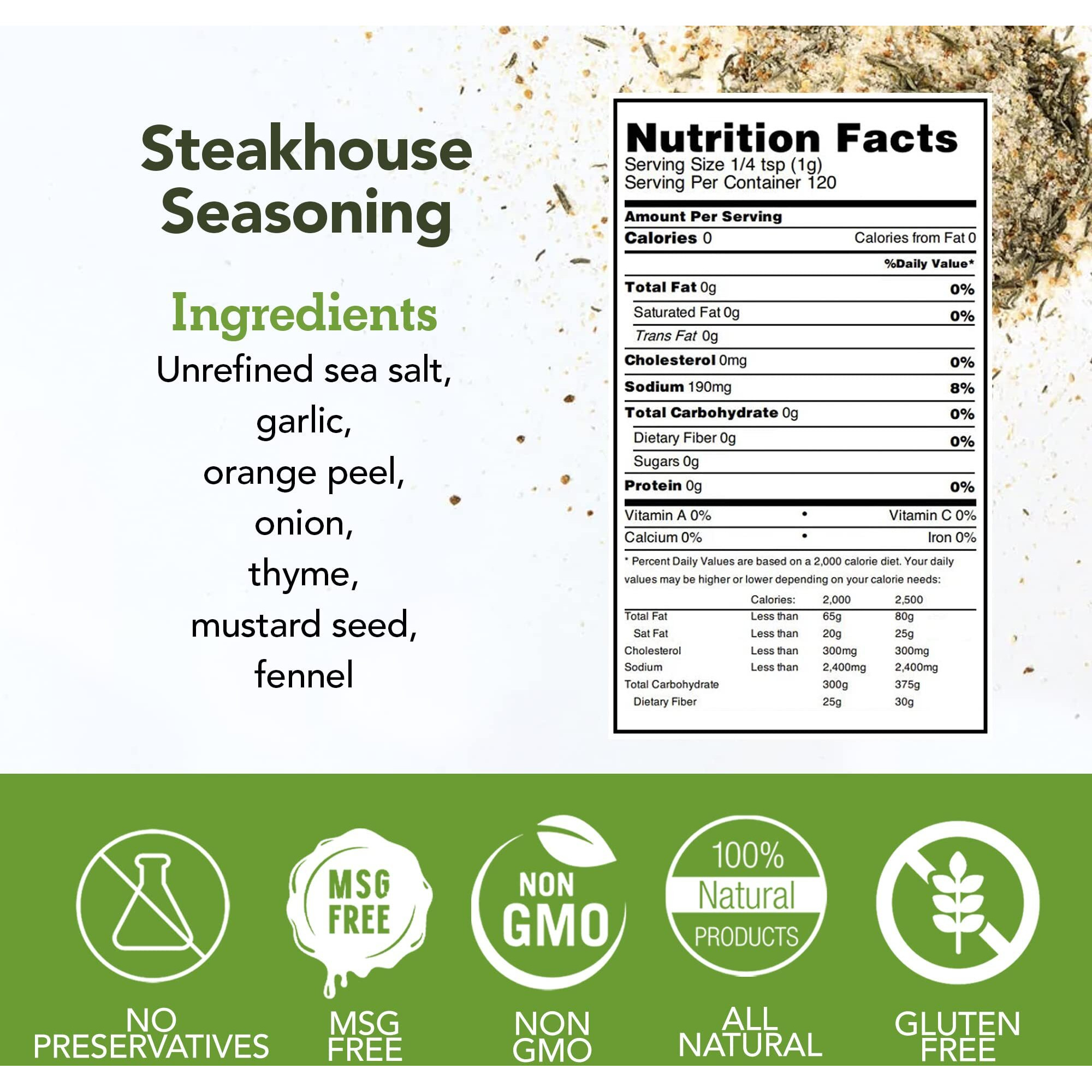 S.A.L.T. Sisters Steakhouse Seasoning | All-Natural, Gluten Free, Msg Free, Non-Gmo | Dried Citrus, Herbs & Salt Seasoning | Versatile Use For Meat, Fish, Vegetables, And More | 1Lb