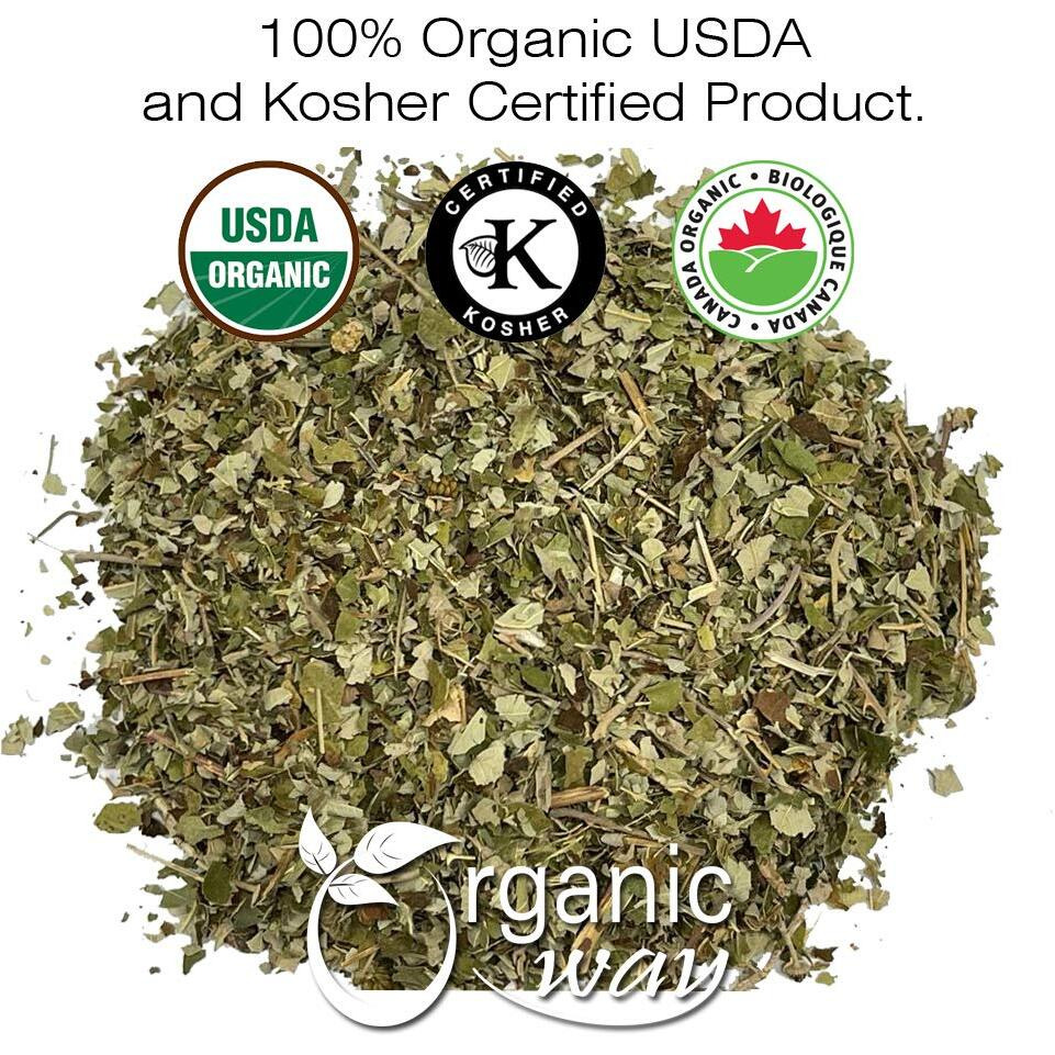 Organic Way Dried Blackberry Leaf Whole (Rubus Fruticosus) - European Wild-Harvest | Organic & Kosher Certified | Raw, Vegan, Non Gmo & Gluten Free | Usda Certified | Origin - Albania (4 Oz)