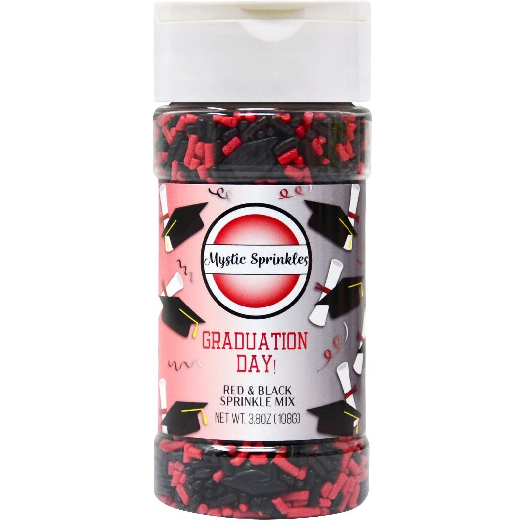 Mystic Sprinkles Graduation Day Sprinkles Mixes (Graduation Day Red & Black Sprinkle Mix 3.8Oz)