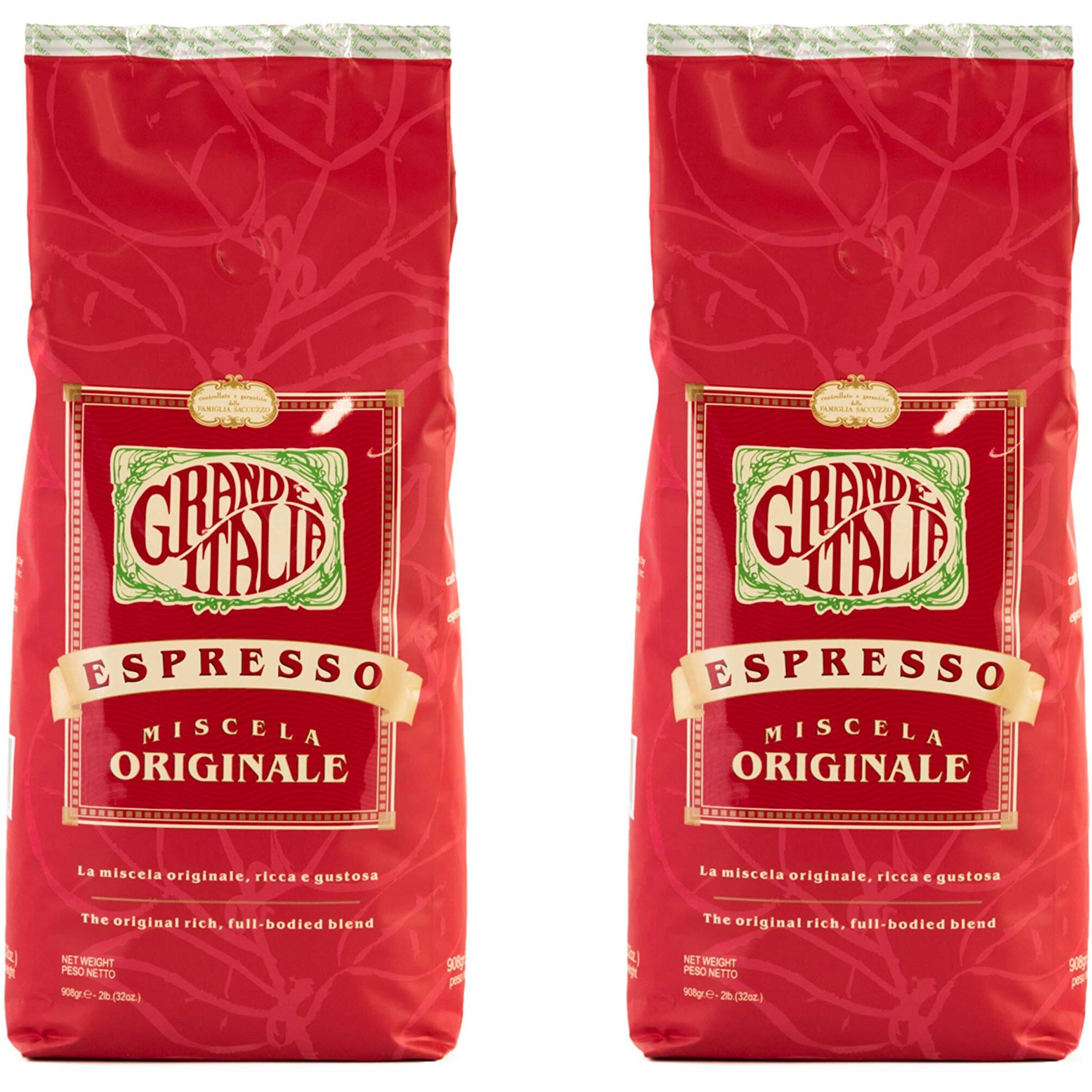 Grande Italia Espresso Small Batch Artisan Roasted Originale, Medium Roast (2Lb Bag, Pack Of 2)