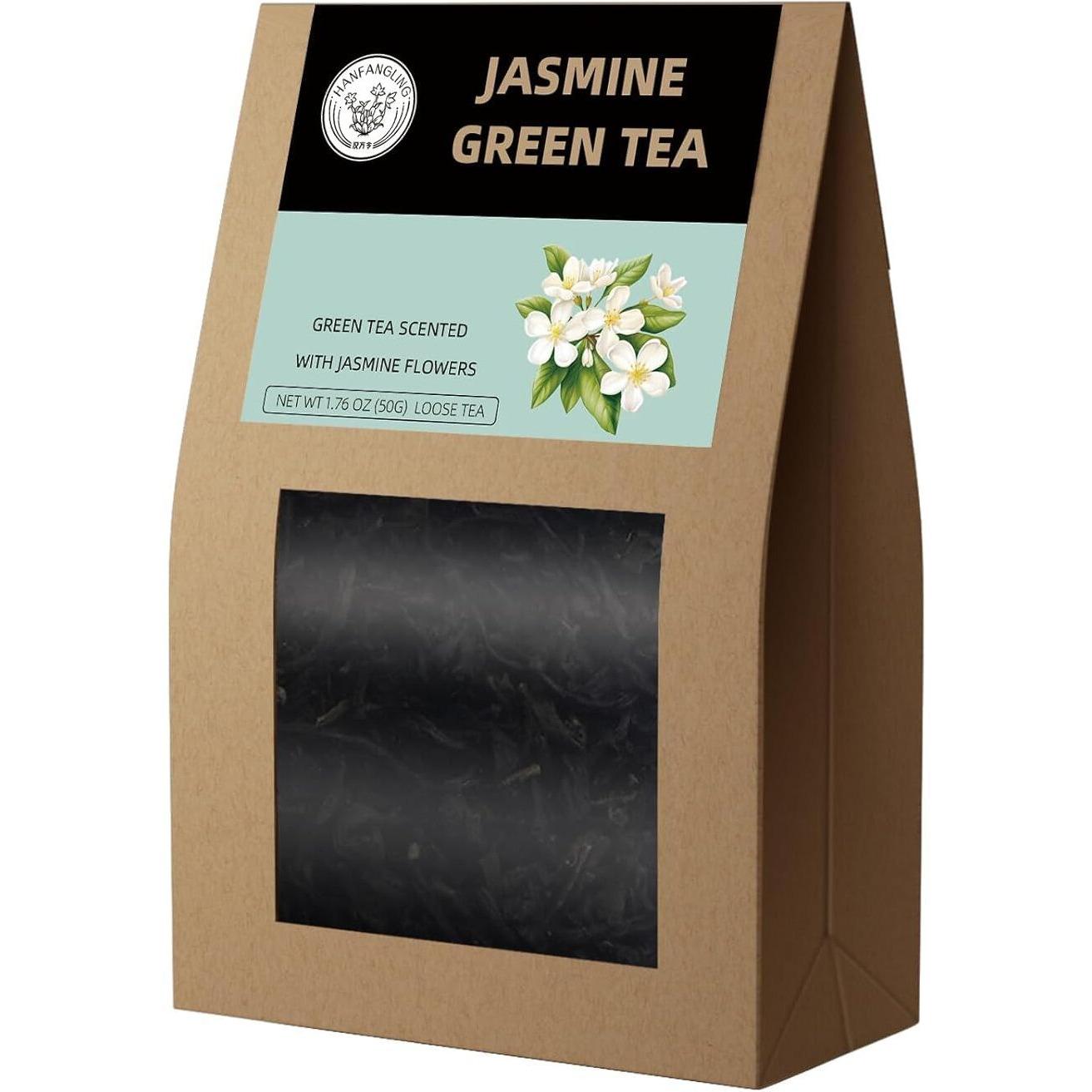 Hanfangling Jasmine Green Tea, Loose Leaf, Blends Aroma And Flavor 1.76Oz(50G) Jasmine Flavor