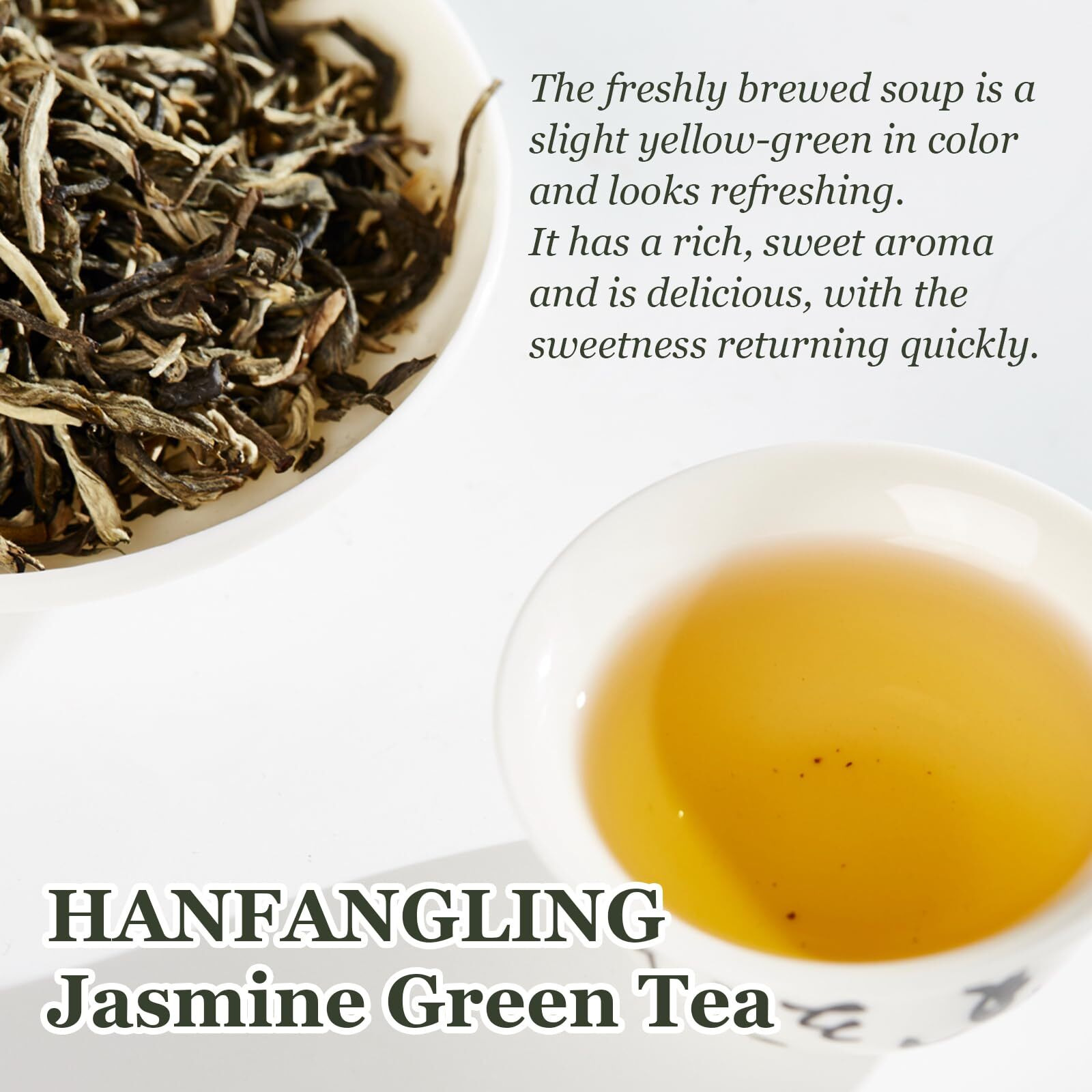 Hanfangling Jasmine Green Tea, Loose Leaf, Blends Aroma And Flavor 1.76Oz(50G) Jasmine Flavor