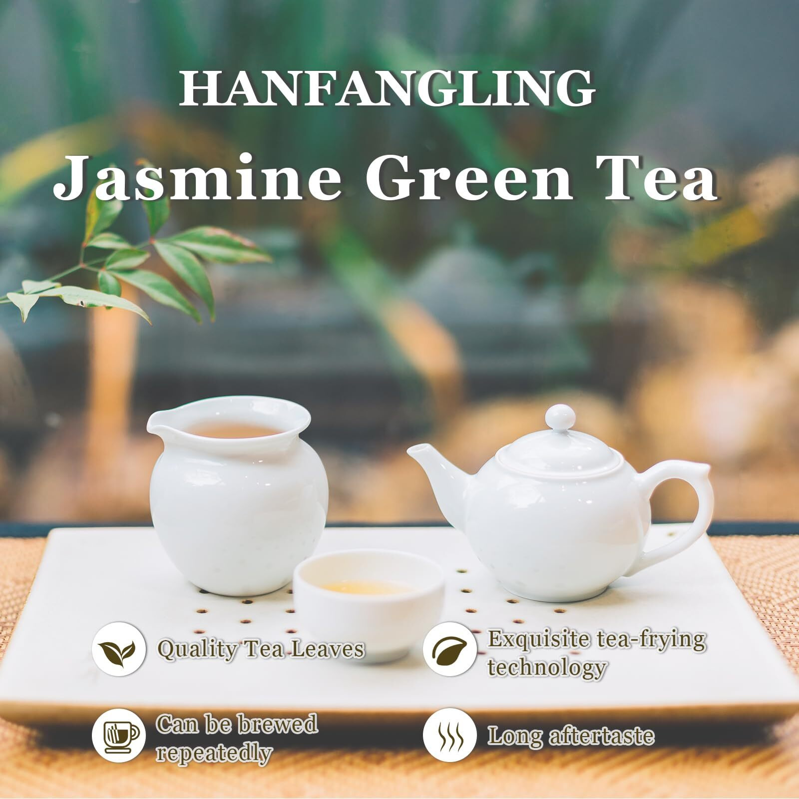 Hanfangling Jasmine Green Tea, Loose Leaf, Blends Aroma And Flavor 1.76Oz(50G) Jasmine Flavor