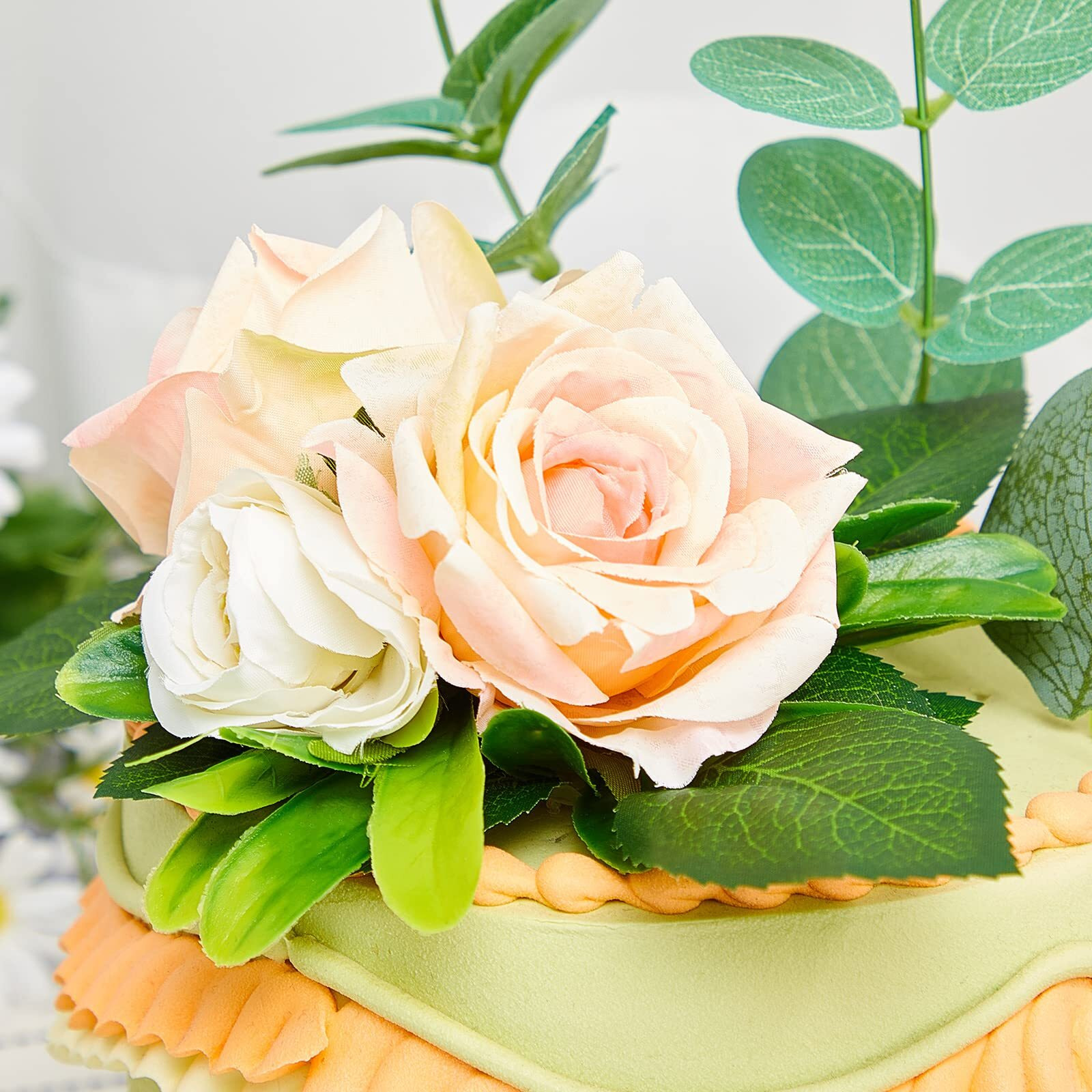 Taiyin 9 Pcs Flower Cake Topper Boho Cake Decorations Wedding Cake Decorations Flowers For Cake Decorating Set (Light Pink)