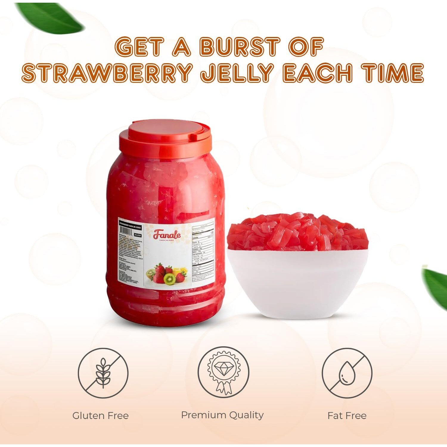 New Fanale Coconut Jelly Topping Nata De Coco For Boba Tea | Ice Cream | Yogurt | Smoothie | Milk Tea | Desserts (Strawberry, 8.3 Lb)