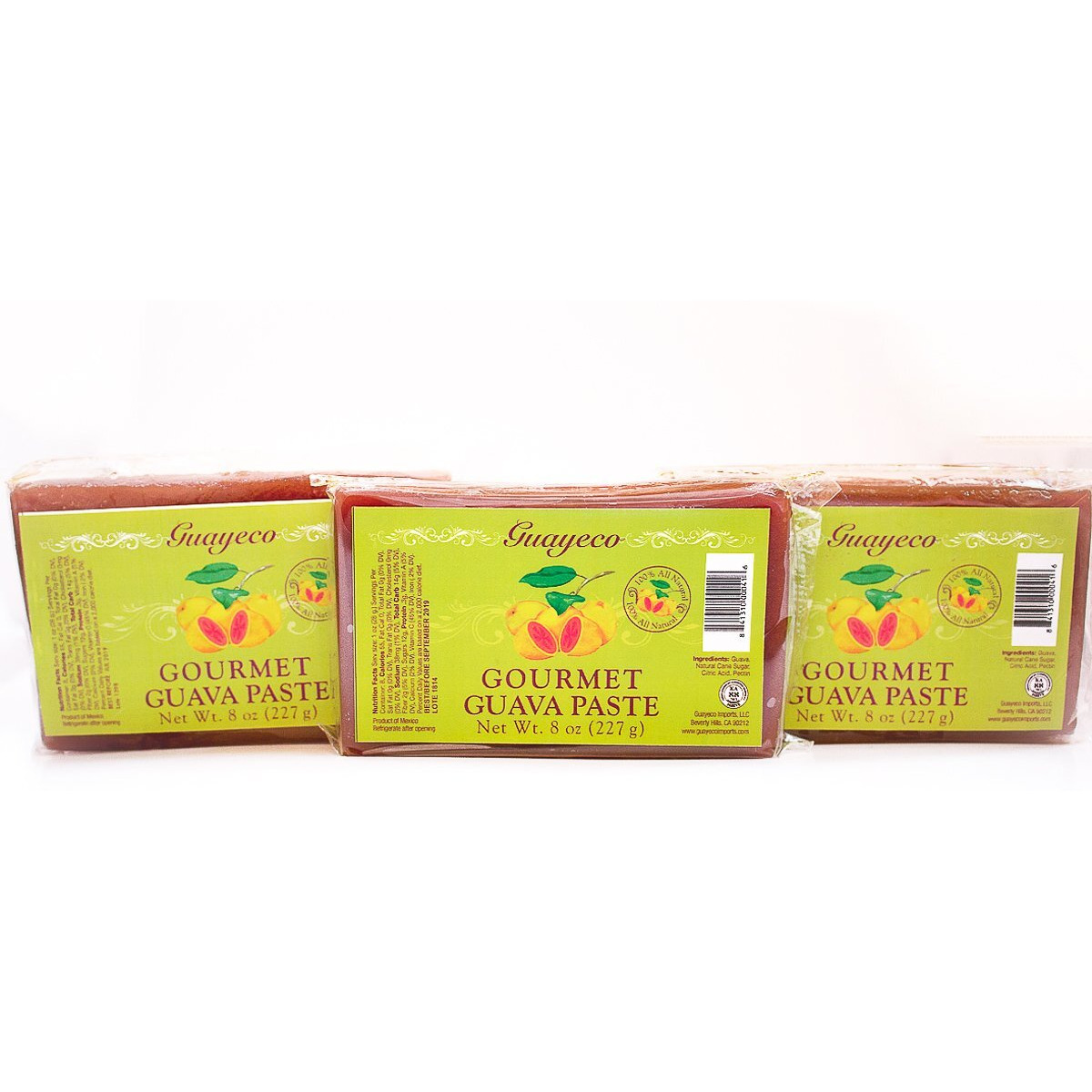 Guava Gourmet Guava Paste (8 Oz. Bar - 3 Pack), Fresh Guava Fruit Preserves, All- Natural, Non-Gmo, Vegan, Gluten And Cholesterol-Free, Artisan Craft Paste, No Fillers Or Preservatives