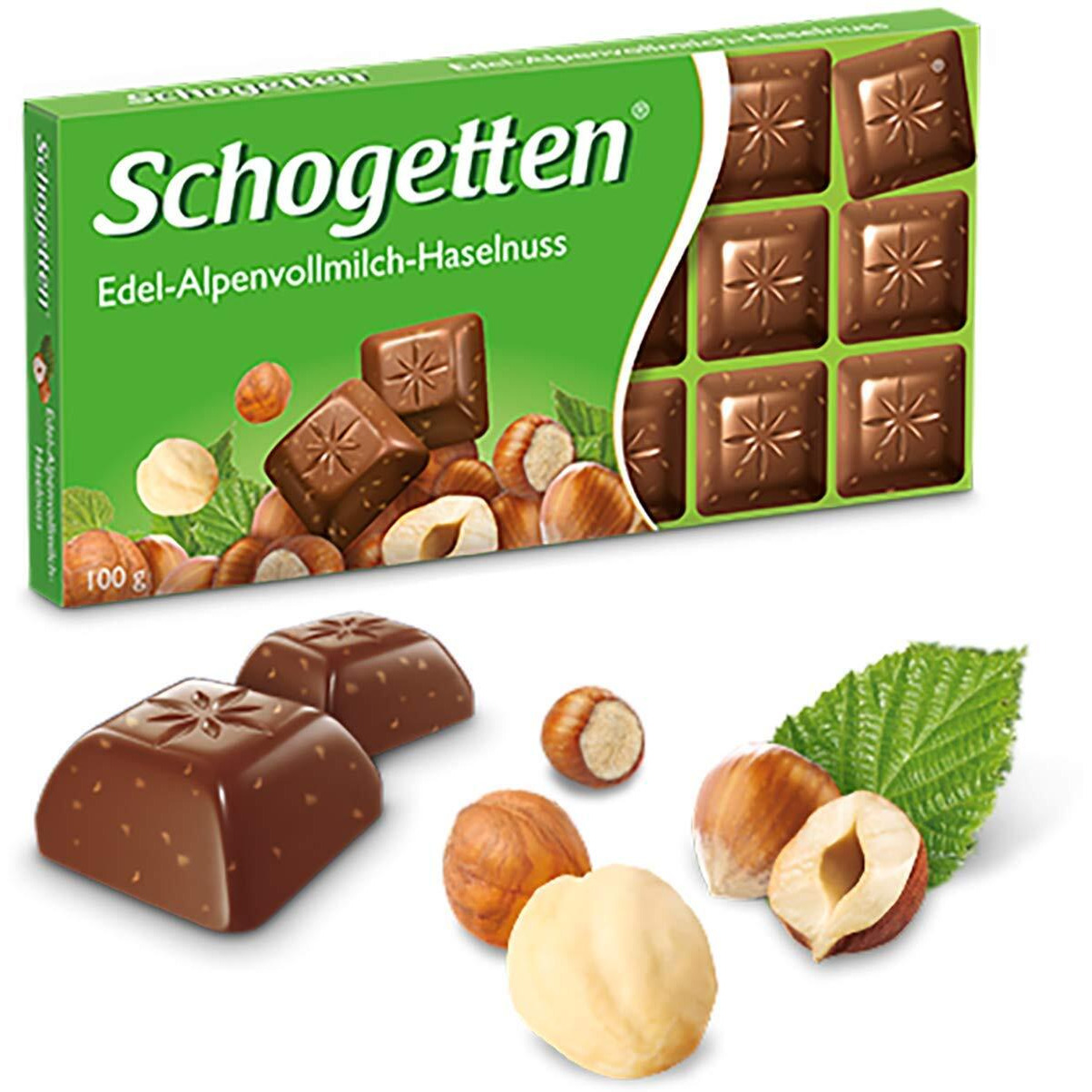 Schogetten Alpine Milk Chocolate With Hazelnuts Bar Candy Original German Chocolate 100G/3.52Oz (Pack Of 2)