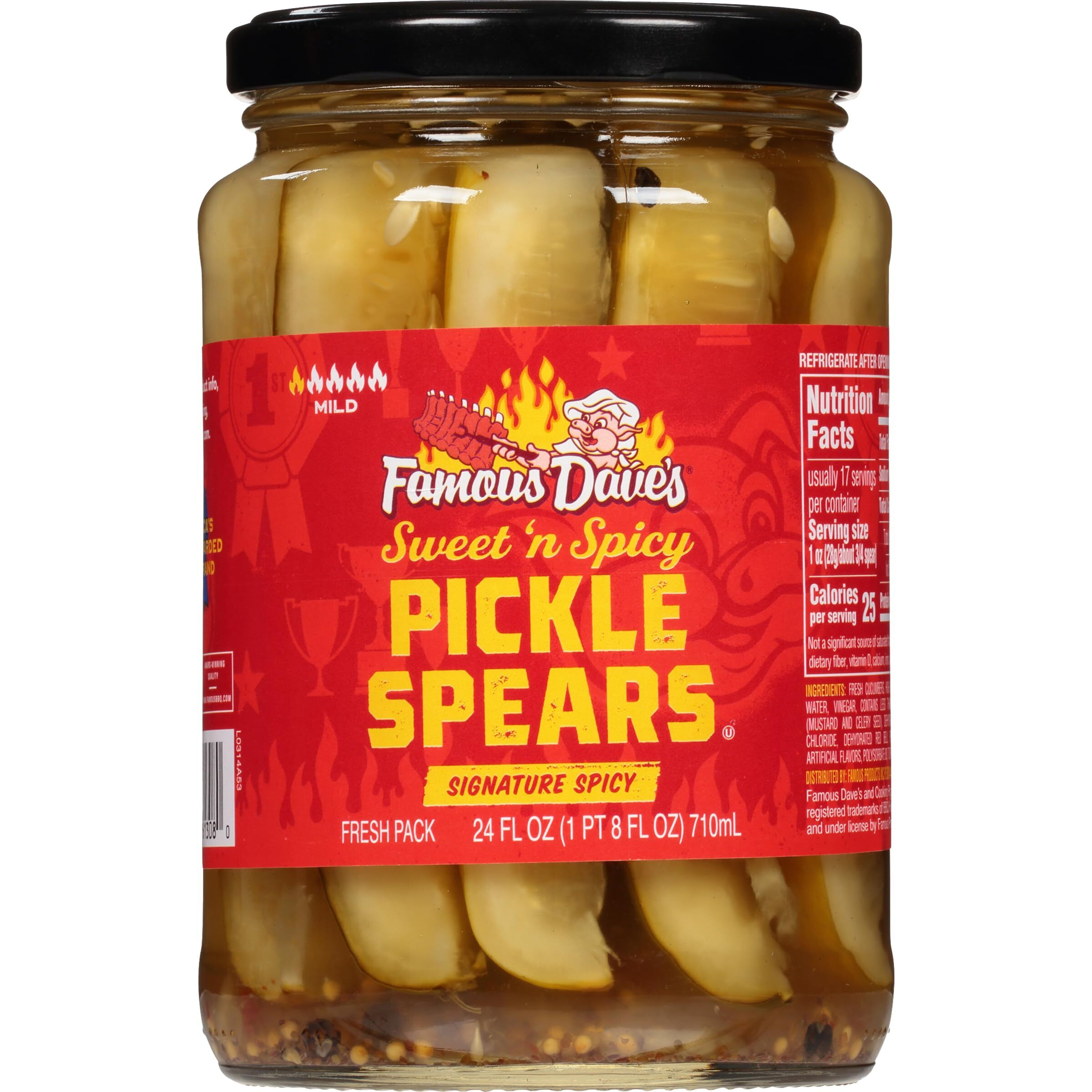 Famous Dave's Pickle Variety Bundle - 2 Pck Sweet N' Spicy Pickle Chips & 1 Pck Sweet N' Spicy Pickle Spears (72 Oz.)