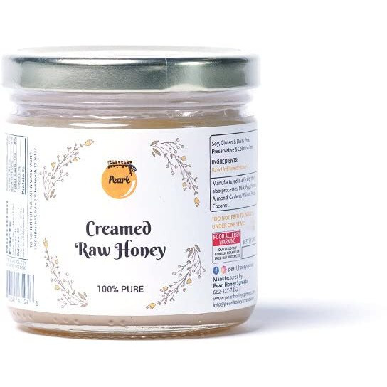 Pearl Honey Spreads - Plain & Unfiltered Creamed Raw Honey - Chemical Free, Soy Free & 100% Natural Honey | 8.8 Oz Jar
