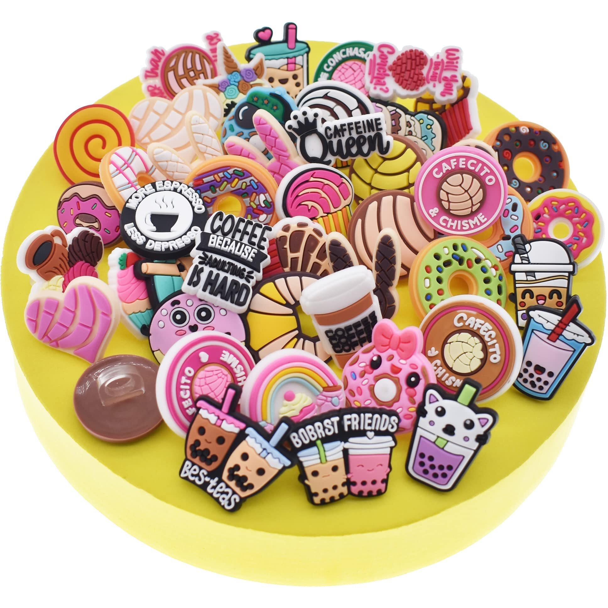 50Pc Concha Straw Toppers,Cute Cookies Straw Toppers For Tumblers,Glass Straw Decoration Charms Fit For 8Mm Straw Home Party Accessories