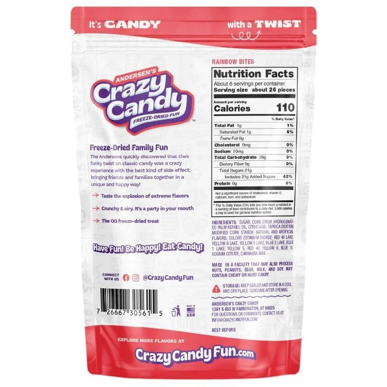 Andersons Crazy Candy Freeze Dried Candy Rainbow Bites